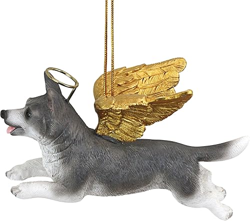 Miniatura 82 de Design Toscano Pitbull Dog Angel - Adorno navideño para árbol de Navidad, 4 pulgadas, resina de piedra fundida, acabado marrón y dorado Marrón