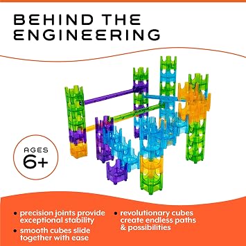 MindWare Q-BA-Maze Rails Creator Set The Next Generation Marble Maze Kids Toys - STEM Marble Run - Recommended for Ages 6+ Educational Gift for Boys and Girls