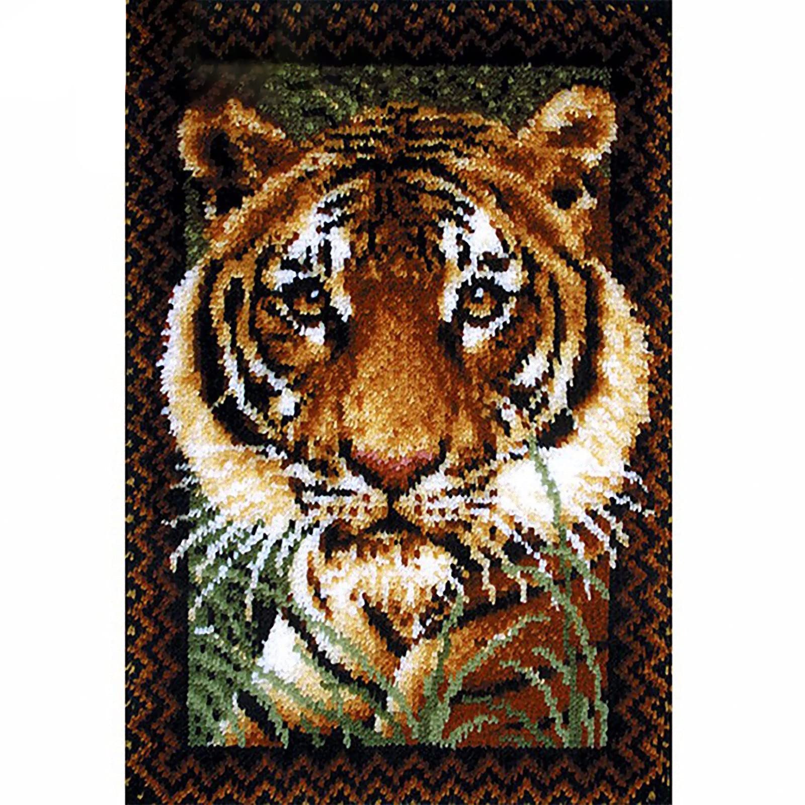 Large Size Latch Hook Rug Kits for Adults and Children DIY Needlework Crocheting Rug Kit with Color Preprinted Pattern,33.5 x 24.4 Inch