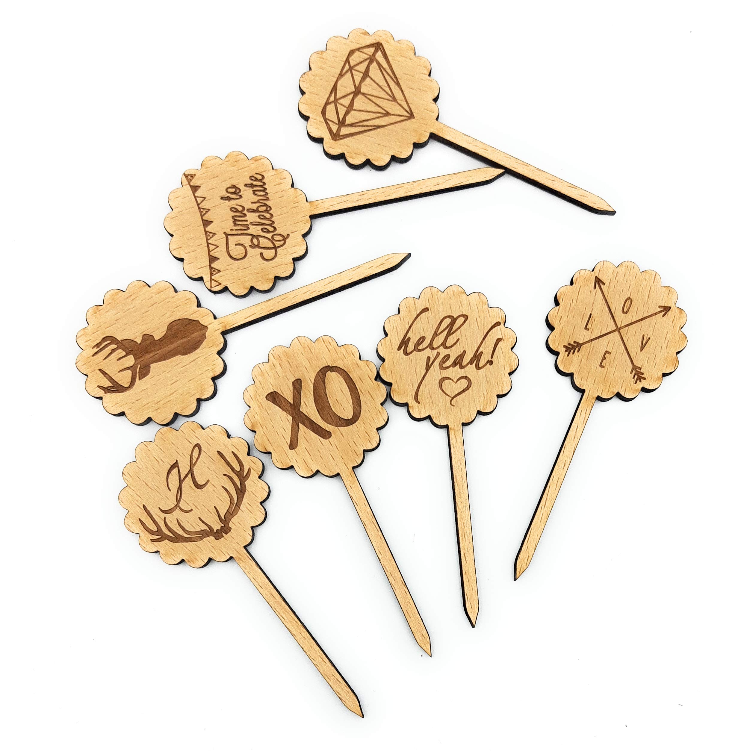 Buy Cupcake toppers set of 12, Diamond design cupcake toppers, donut