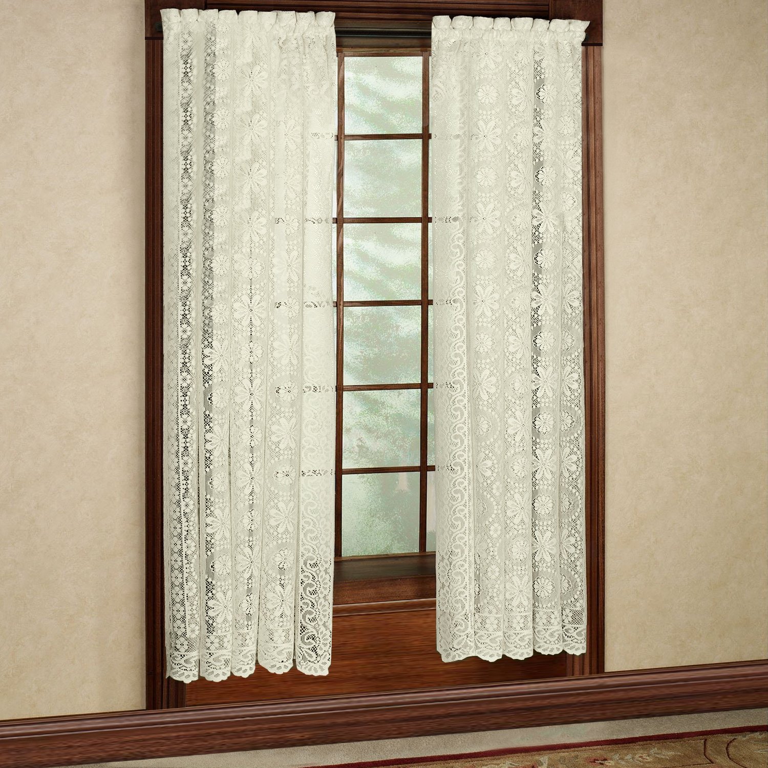 Sweet Home Collection Window Curtains Treatment Panel 63" or 84" Long in Stylish and Unique Patterns and Designs for All Home Décor, Hopewell Cream