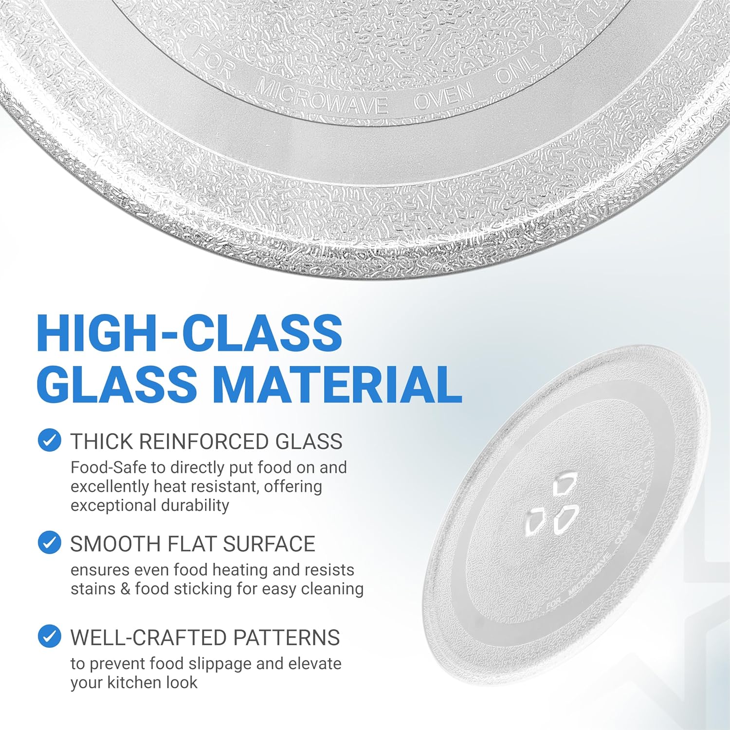 12" Microwave Glass Turntable Plate Replacement 30.5cm by BlueStars - Fit for KitchenAid Maytag Whirlpool Amana - Replaces W10337247 W11367904 W11335034 W11443145 W11291538 - Durable Y-Type Tray