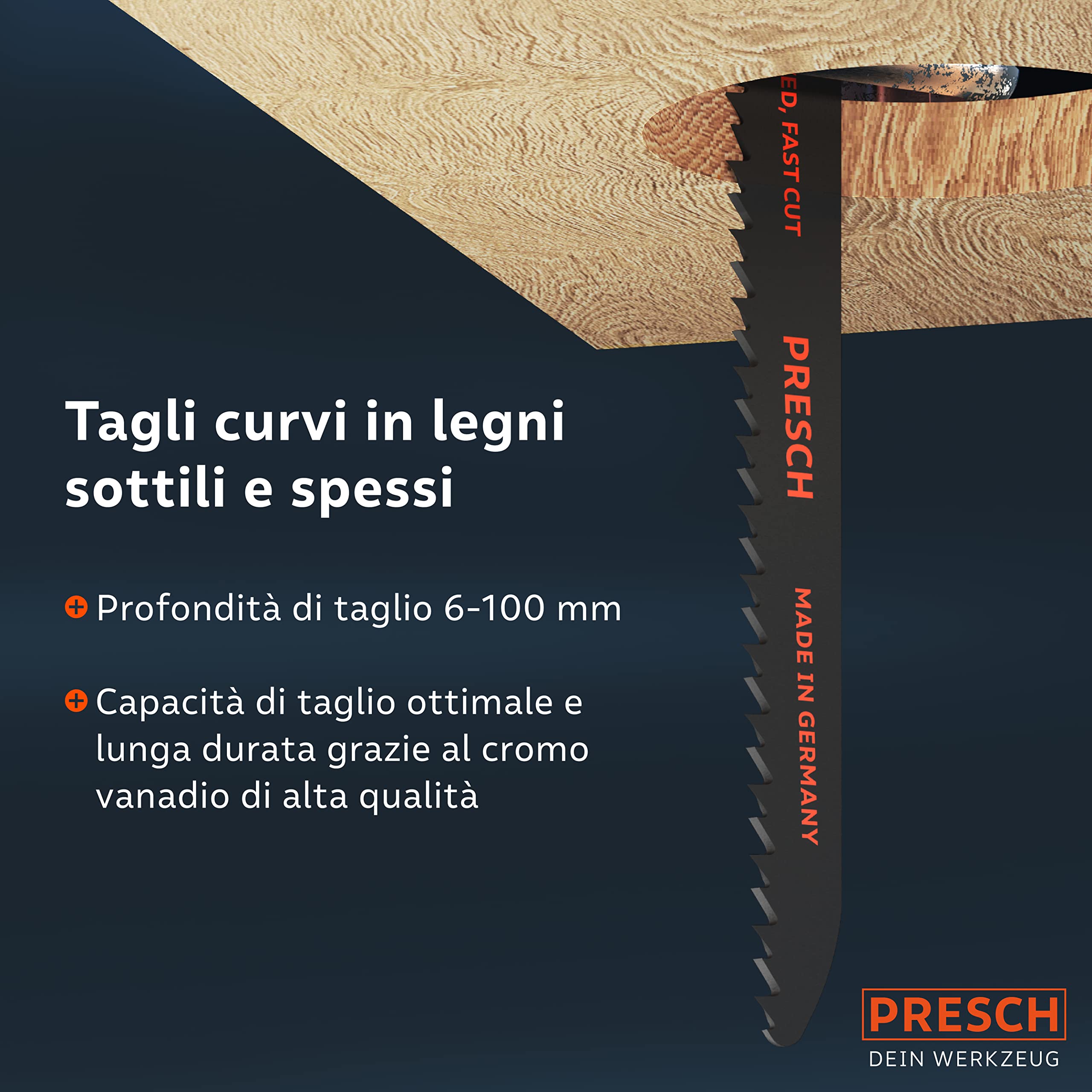 Presch Set di lame per sega a gattuccio per legno, metallo e acciaio inox 15 pezzi - Set completo di lame per seghe a gattuccio per ogni applicazione, compresa la scatola