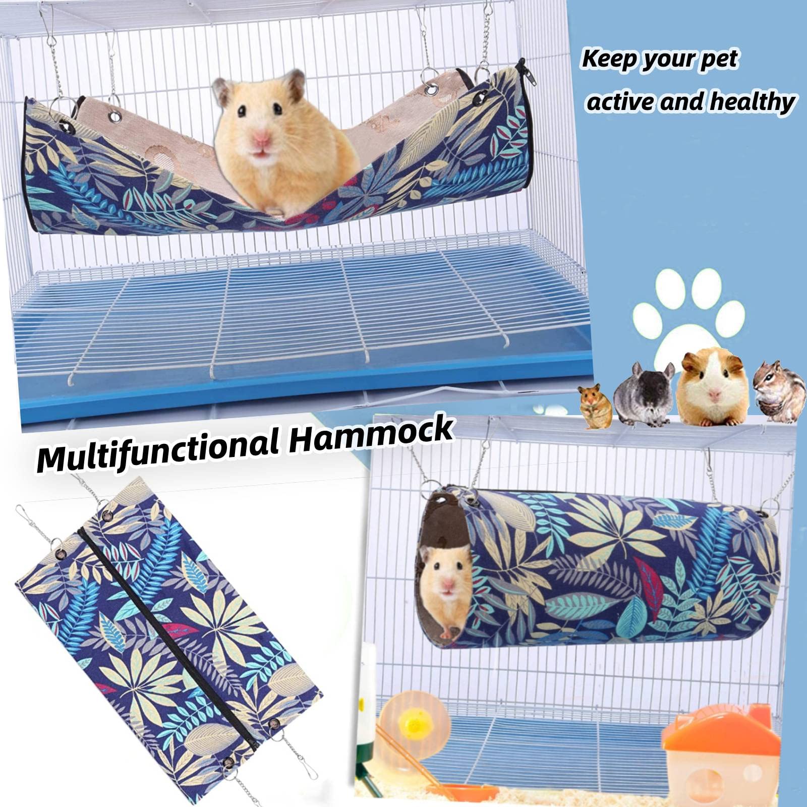Letto per amaca per criceto, scoiattolo, cincillà, per giocare a riposo, fresco e morbido furetto appeso gabbia accessori - 3