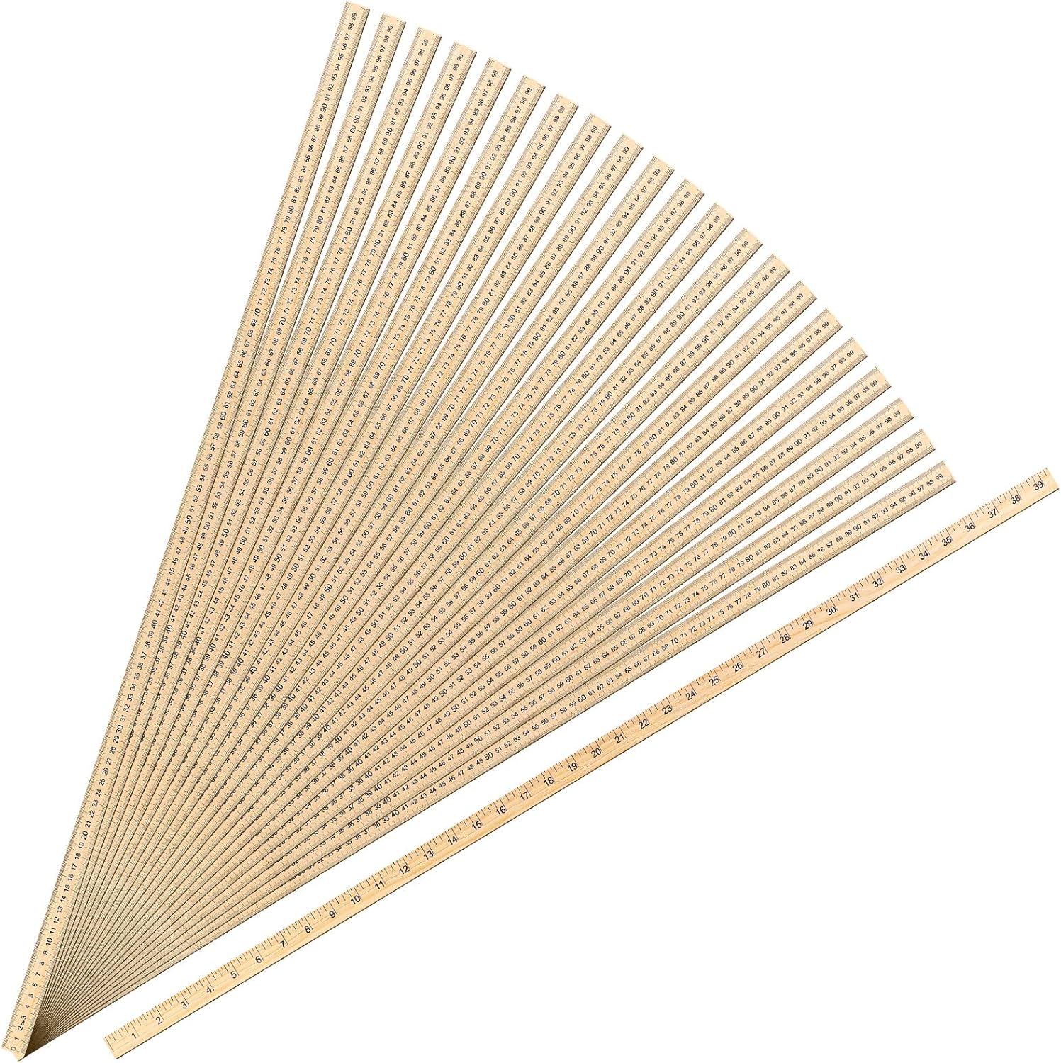 Treela 24 Pack 39 Inches Wood Economy Meterstick Yardstick