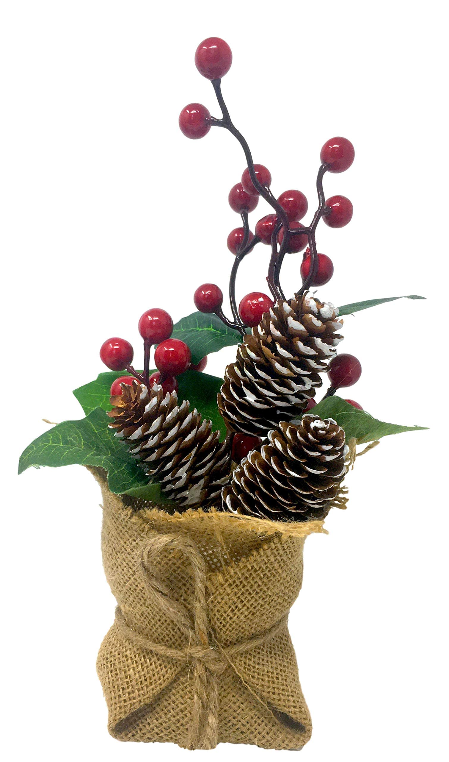 Mini Sapin De Noël Artificiel En Pot Avec Pommes, Pommes De Pin, Baies, Ruban, Petits Arrangements Floraux De Noël Dans Un Pot, Centres De Table Pour