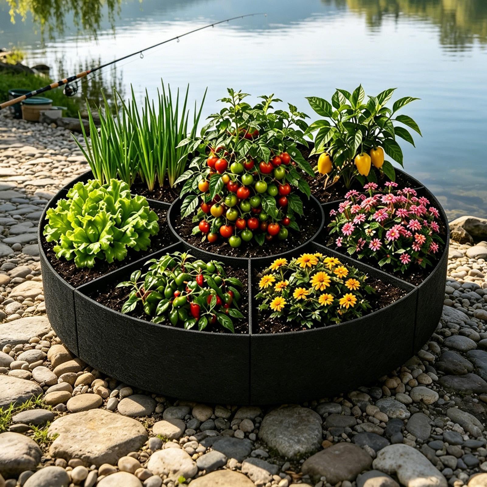 7 bolsillos redondos de tela gruesa para jardín, bolsas de tela para plantas, patatas, cebollas, tomates, flores, interiores, exteriores, balcony