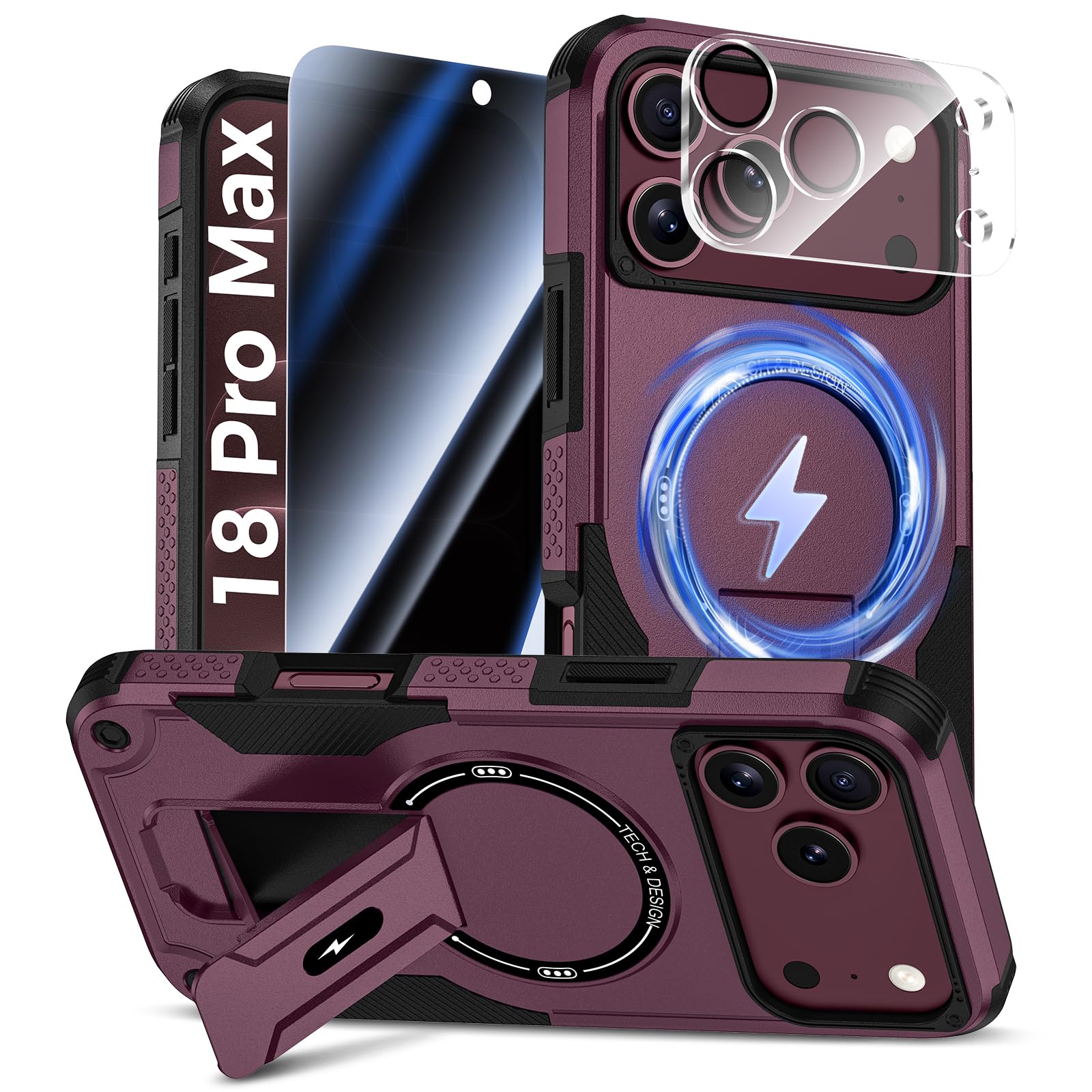 Goton 3 in 1 for iPhone 18 Pro Max Case with Privacy Screen Protector