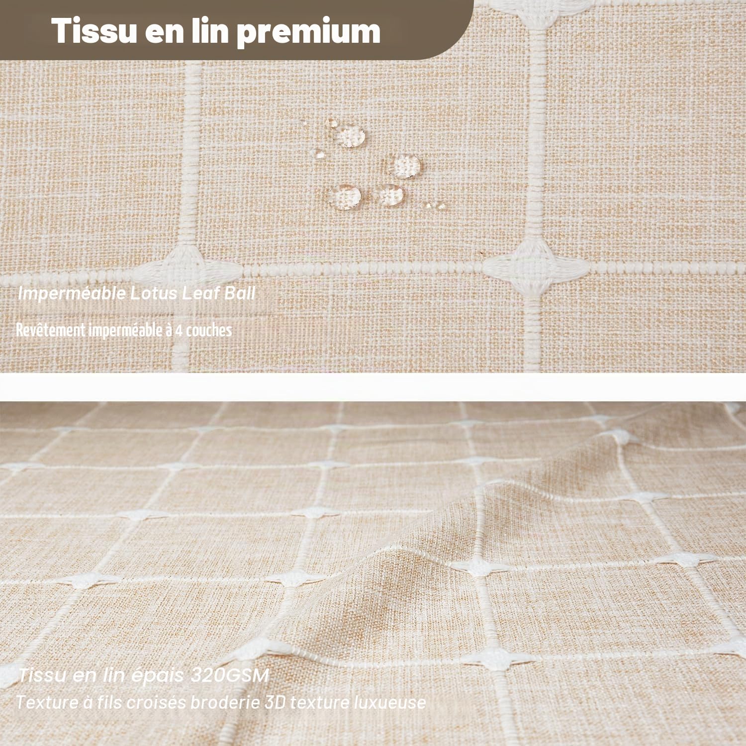 135x175cm Rideau Aspect Lin avec Pompon Boho Beige Carreaux,1 pièce | Style Boheme.Doux Polyester-Lin.Installation de Tringle.Semi-transparent Ombrage.Rideaux pour Salon Chambre Salle à manger.