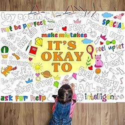 Positive Affirmations Coloring Poster for Kids Giant Huge Inspirational Coloring Tablecloth Large Positive Coloring Books Jumbo Coloring Banner for kids Classroom Home Birthday Party Supplies Favor