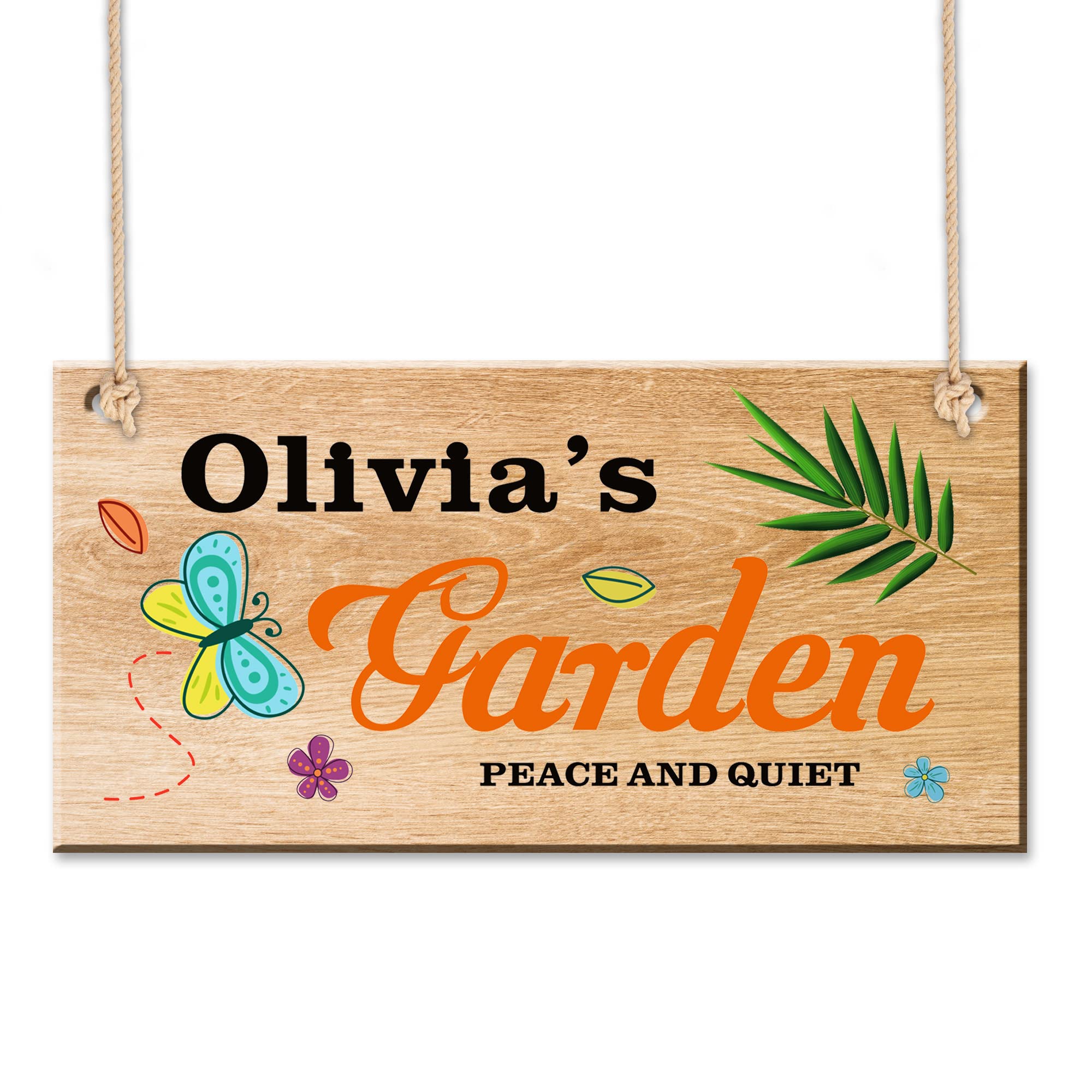 Personalised Garden Sign and Plaques Wooden Signs Garden Signs Welcome Sign Door Hanging Wall Sign Yard Signs House Plaque Home Decor with Any Name Christmas Gardening Gifts for Women(Design 3)