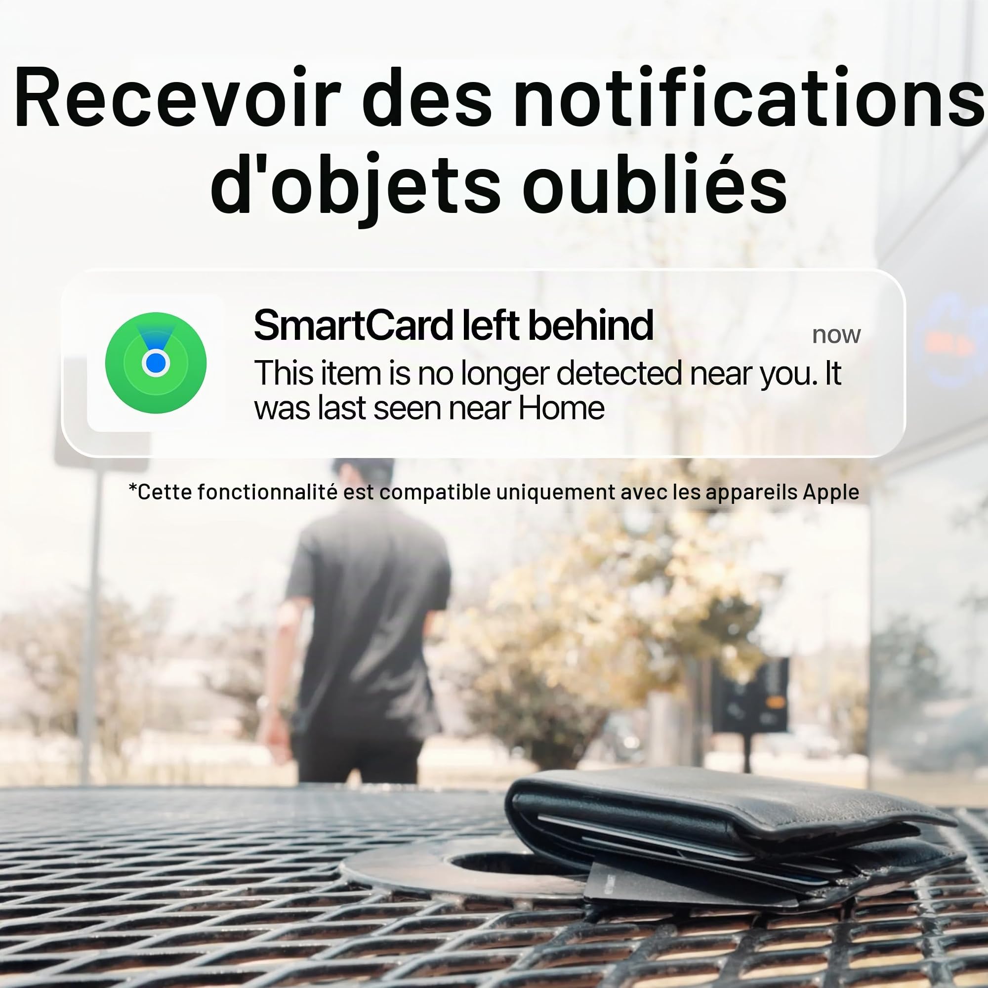 KeySmart SmartCard (Gen 3) Carte de suivi de portefeuille certifiée MFI, double réseau compatible avec Apple Find My et Google Find Hub, localisateur d'articles GPS rechargeable, suivi pour étiquette