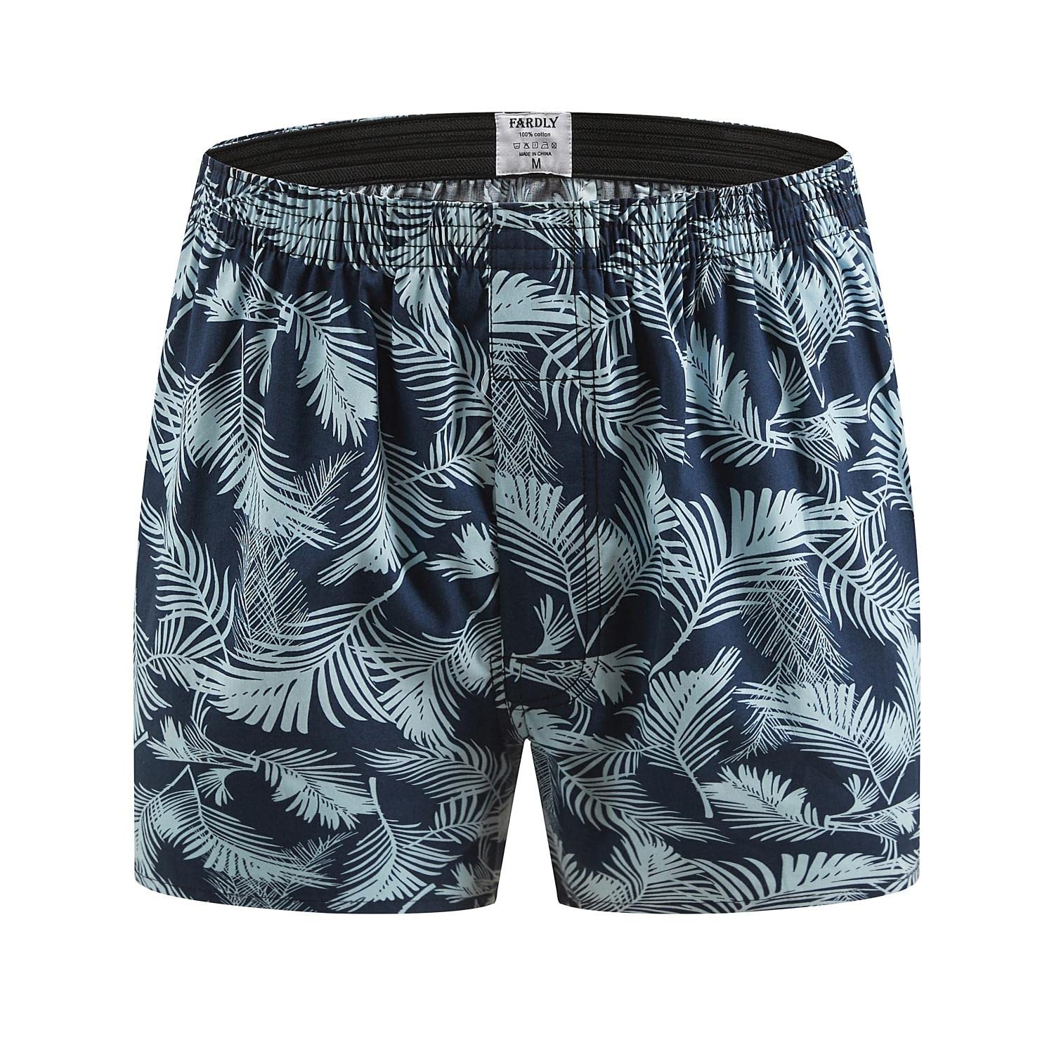 CINVIKBoxers for Men Woven Pattern Plaid Funny Boxer Shorts 100 Cotton Pajamas Underwear Single Pack