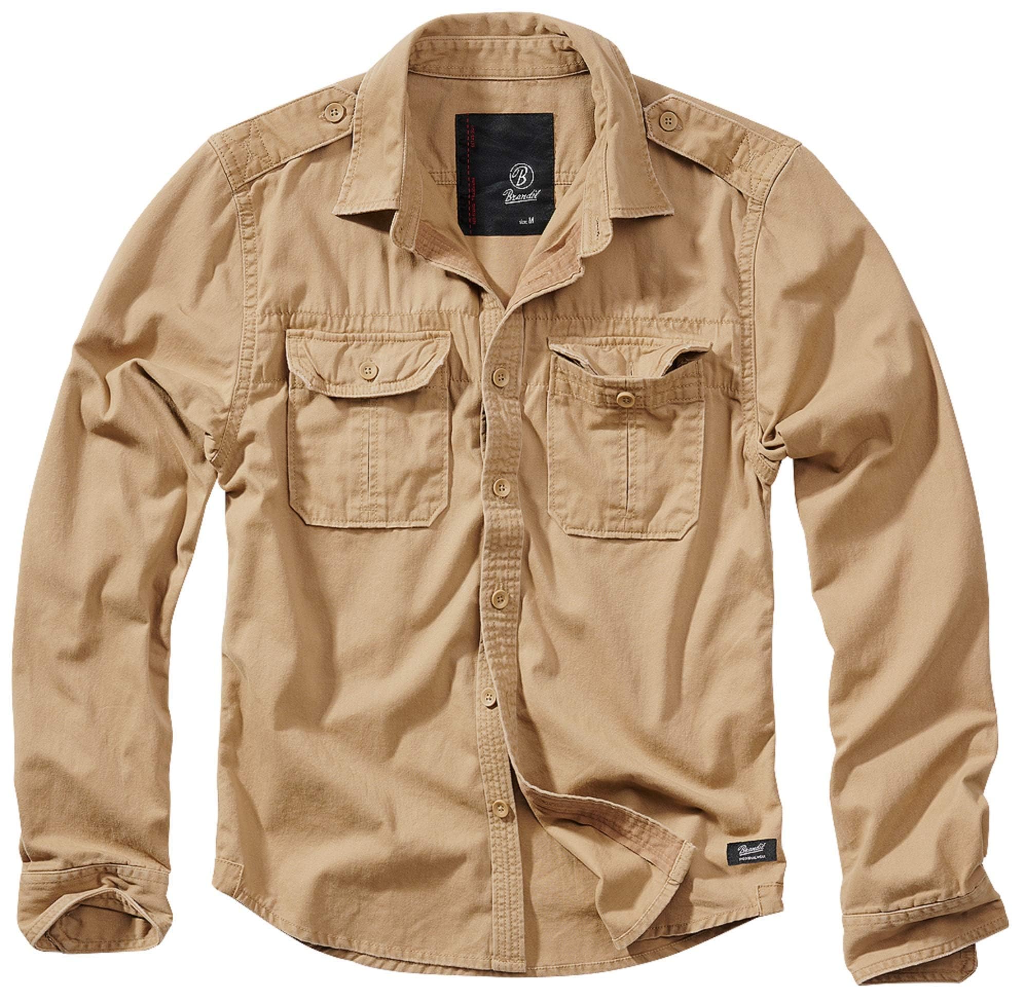 Brandit Vintage Hombre Manga Larga Negro Regular