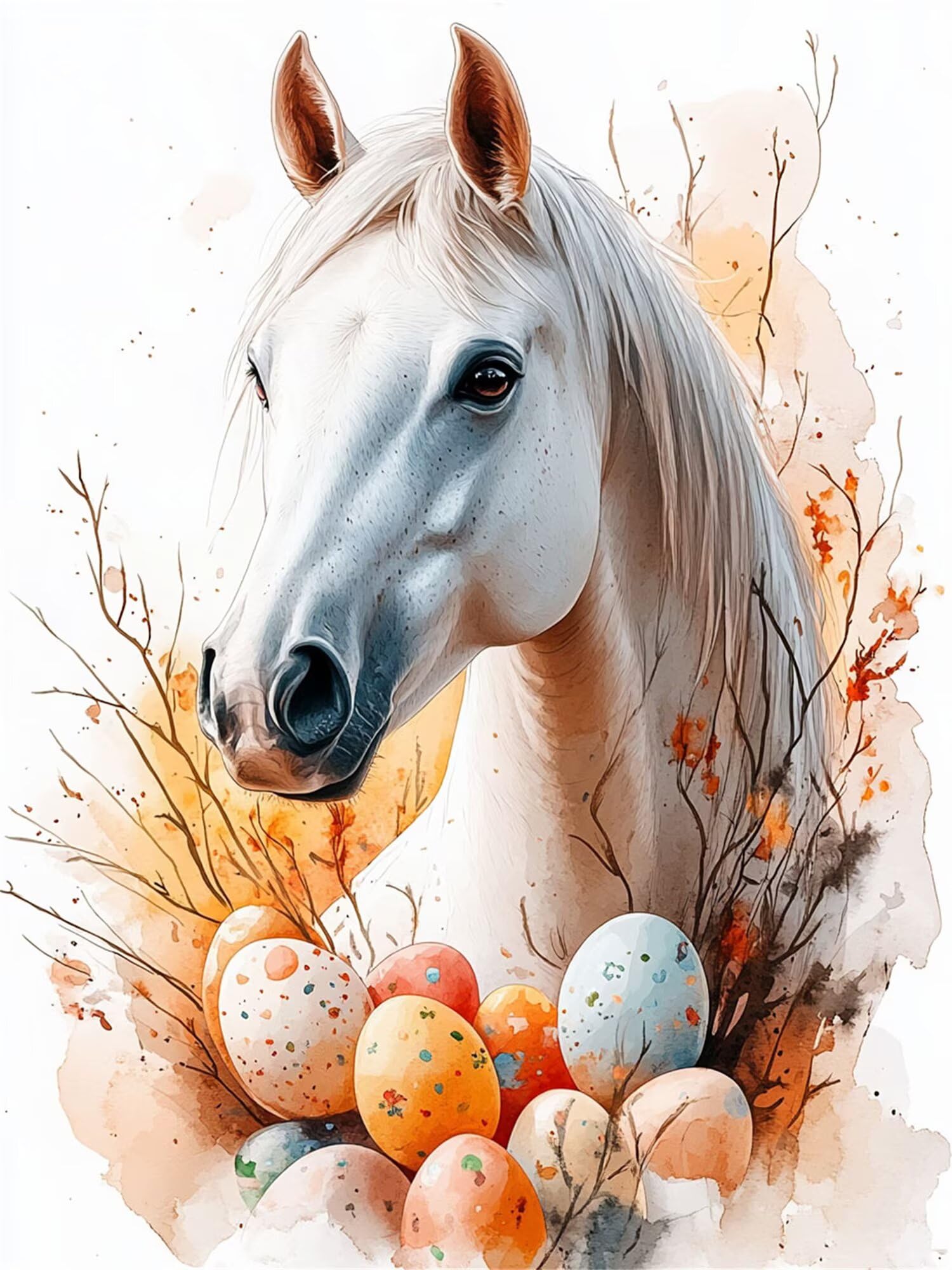 Diamentowe malowanie koni Dorośli, Pisanka Diamentowe Malowanie Diamentami, Pełny Zestaw Diamentowe Malarstwo,Pełny Kryształ Gem Cross Stitch Zestaw Początkujących,Dekoracja ścienna 100x135cm 0U-329