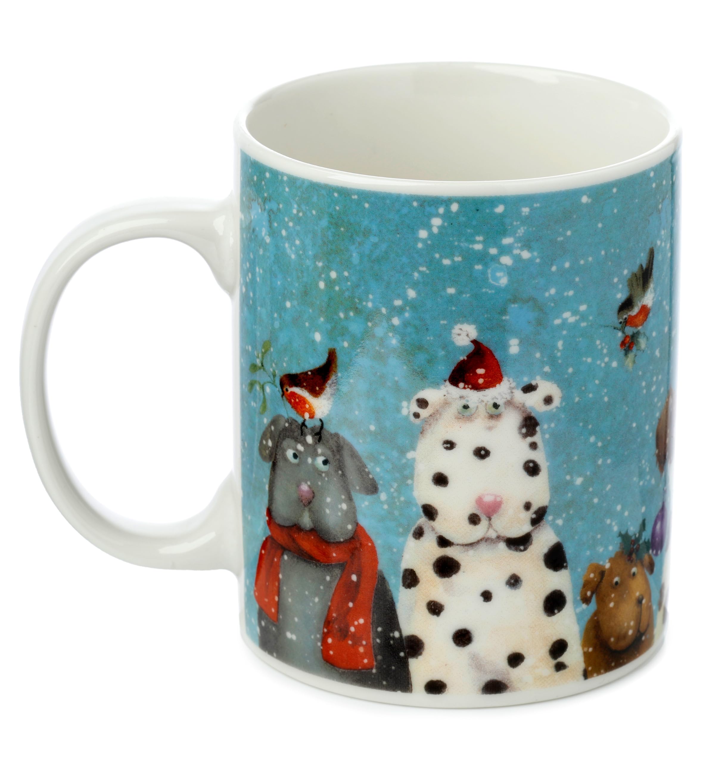 Puckator Men's Multicolour Jan Pashley Christmas Dogs Porcelain Tea Coffee Mug - Funny Home Accessories - Cute Gifts For Girlfriend - Large Mugs For Wo Hot Drinks - Cute Cups Presents Secret Santa Gift Cup Set