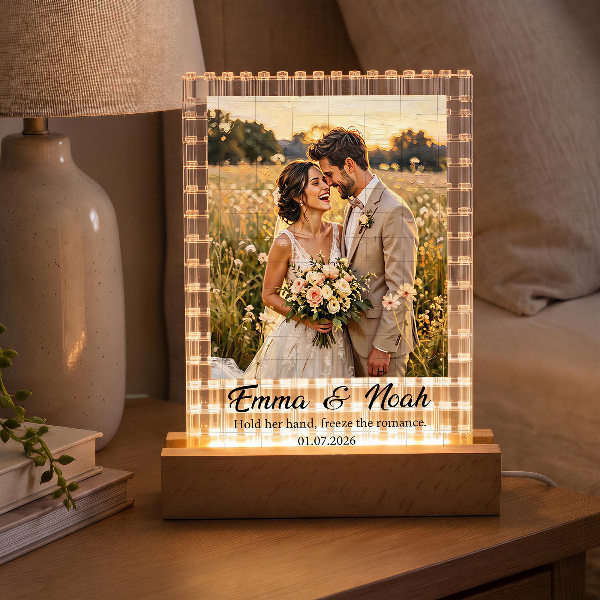 Easycosy Custom Building Bricks Photo Block Gifts for Men Anniversary