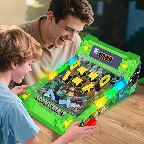 Miniatura 2 de Minecraft: Arcade Pinball - Overworld - Juego de mesa con luces y sonidos, marcador LED, parachoques vibratorio, detección de canalones, licencia