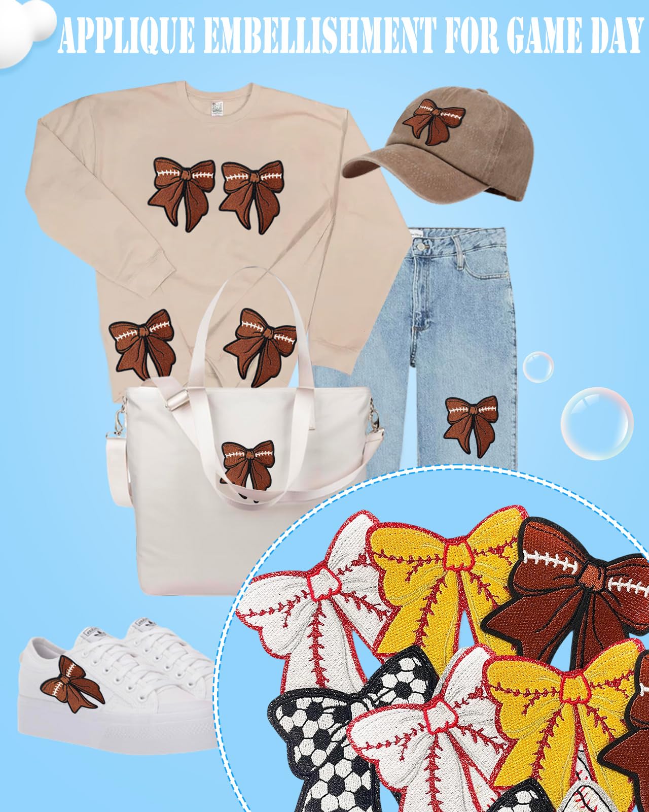 Paquete de 9 parches de fútbol para planchar en ropa, parches de tela bordados para ropa, sombrero, mochila, vaqueros, chaqueta, apliques decorativos para el día del juego (fútbol)
