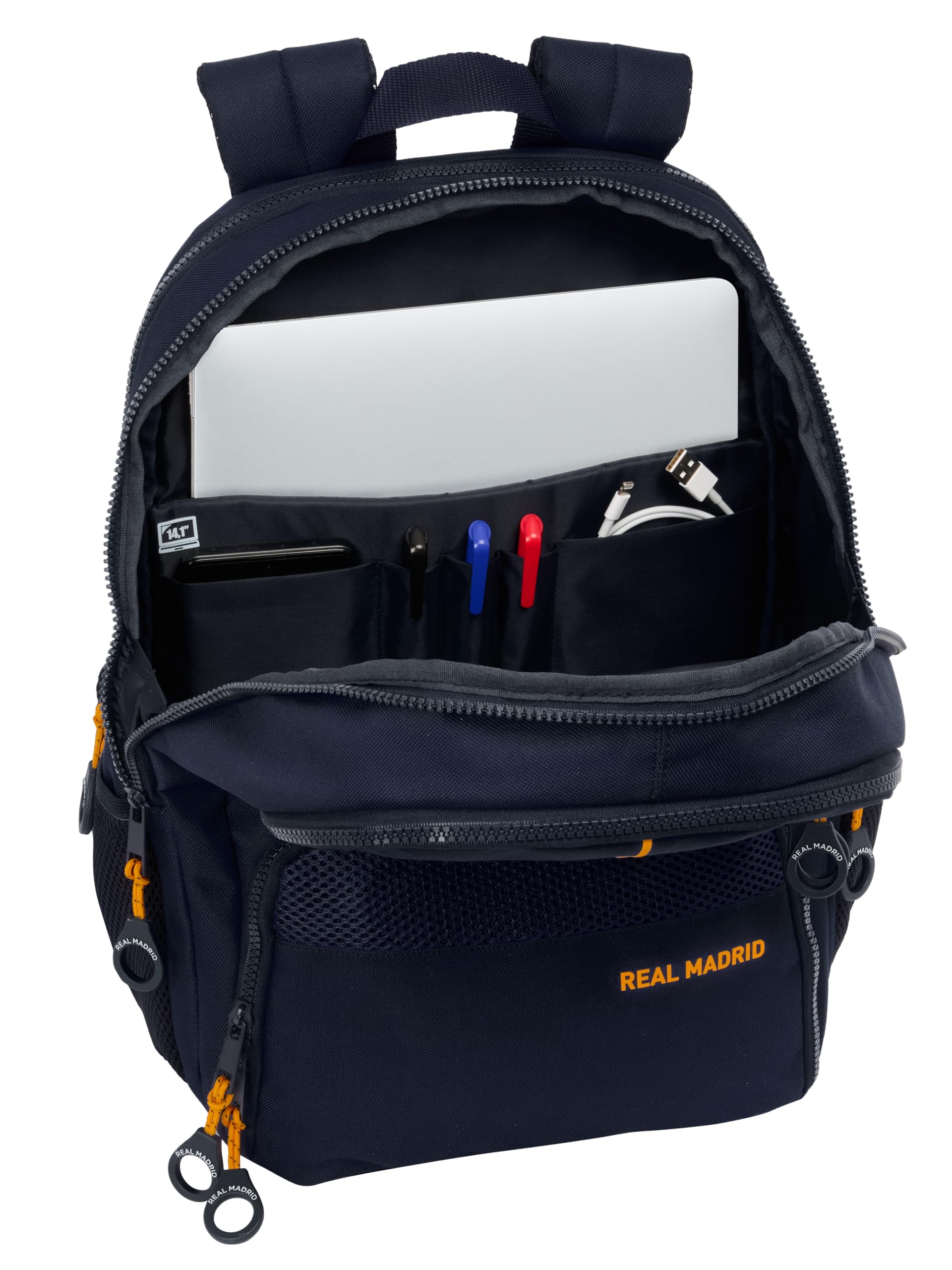 Safta REAL MADRID 2ª EQUIPACIÓN 24/25 - Mochila para Pádel, Mochila de Deporte, Ideal para Diferentes Edades, Cómoda y Versátil, Calidad y Resistencia, 30x17x42 cm, Color Azul Marino