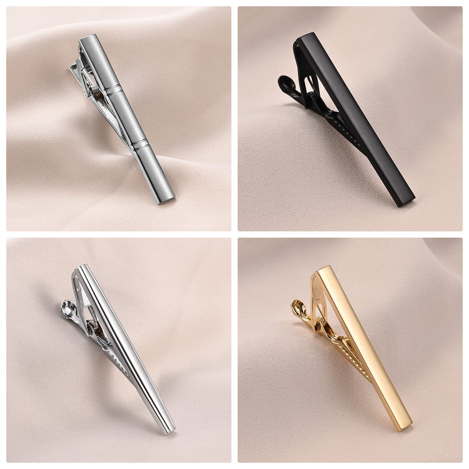 wynameleri Krawattennadeln für Herren, silberfarben, schwarz, 3 Stück, 10 Stück, kurze Krawattenklammer-Set 5,8 cm, 6,1 cm, Business-Hemd, Krawatte, Prise für Herren