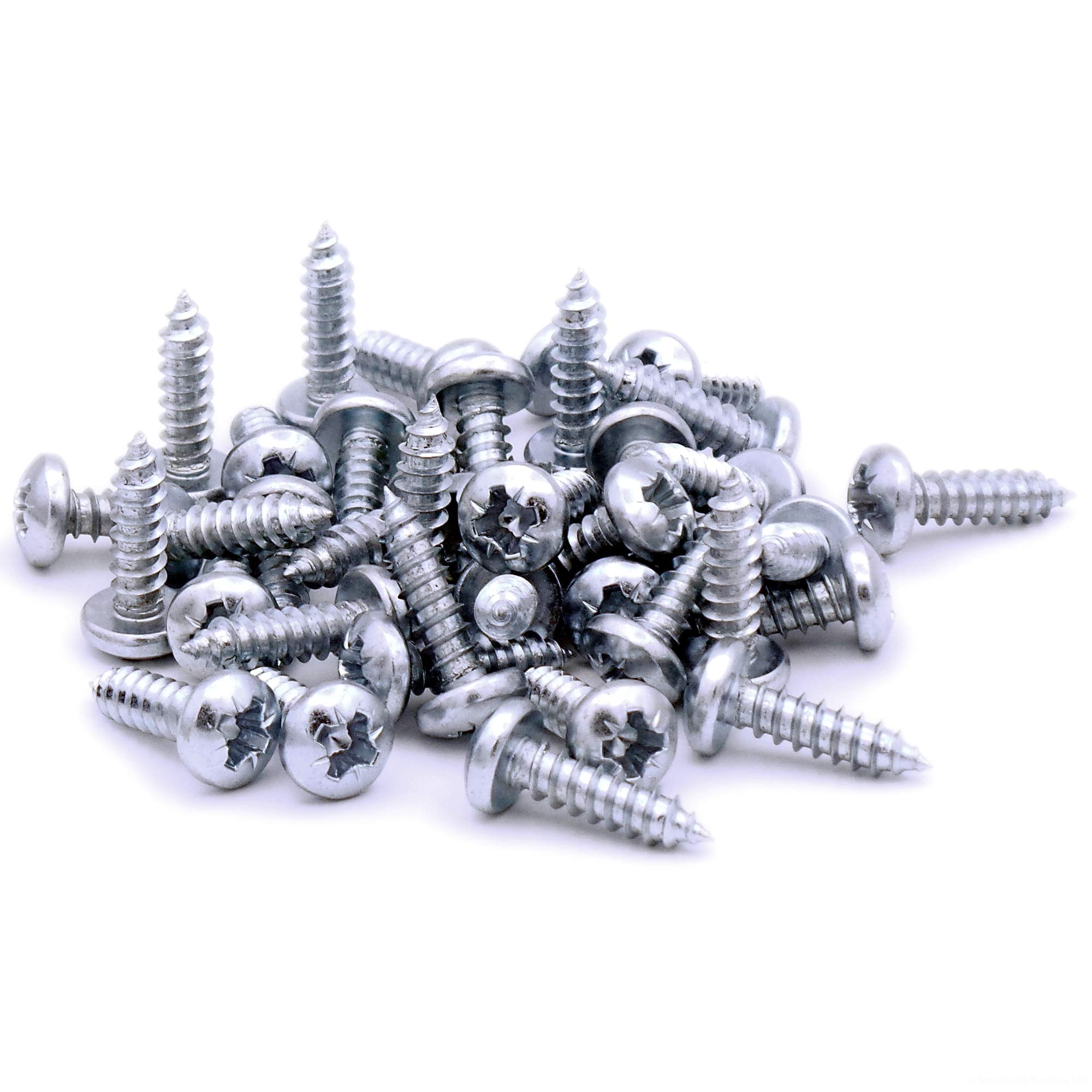 Singularity Supplies Silver No.12 X 1.5 (5.5Mm X 38Mm) Pozi Pan Self-Tapping Screw - Steel (Pack Of 50)