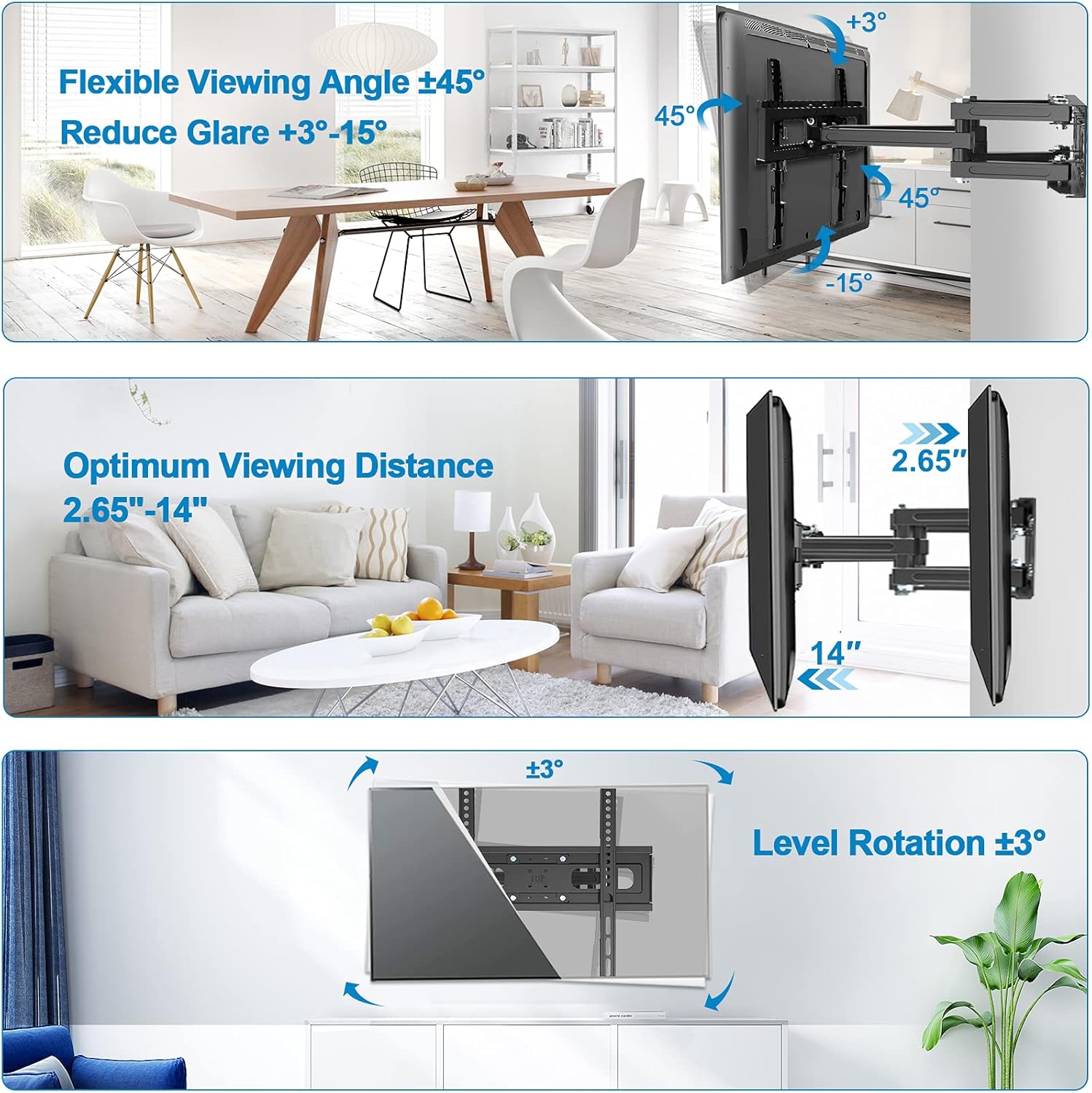 70% Off Discount Full Motion TV Wall Mount,JUSTSTONE TV Wall Mount Swivel and Tilt TV Mount with Height Setting,TV Bracket Articulating Arms for Most 28-70 Inch Flat Curved TVs up to 121lbs,Max VESA 16x16(400x400mm)