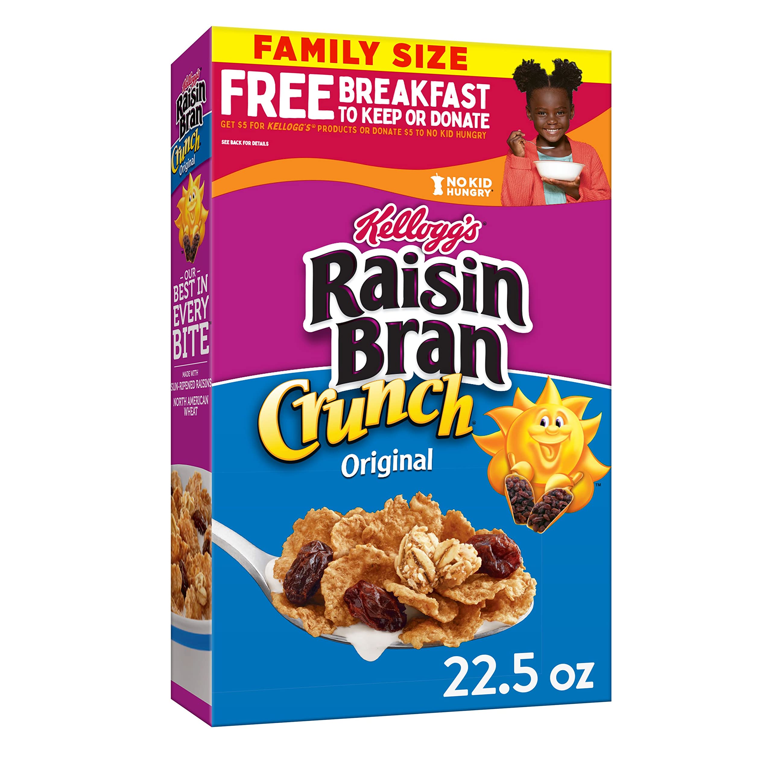Buy Kellogg's Raisin Bran Crunch Breakfast Cereal, Fiber Cereal, Made with Real Fruit, Family