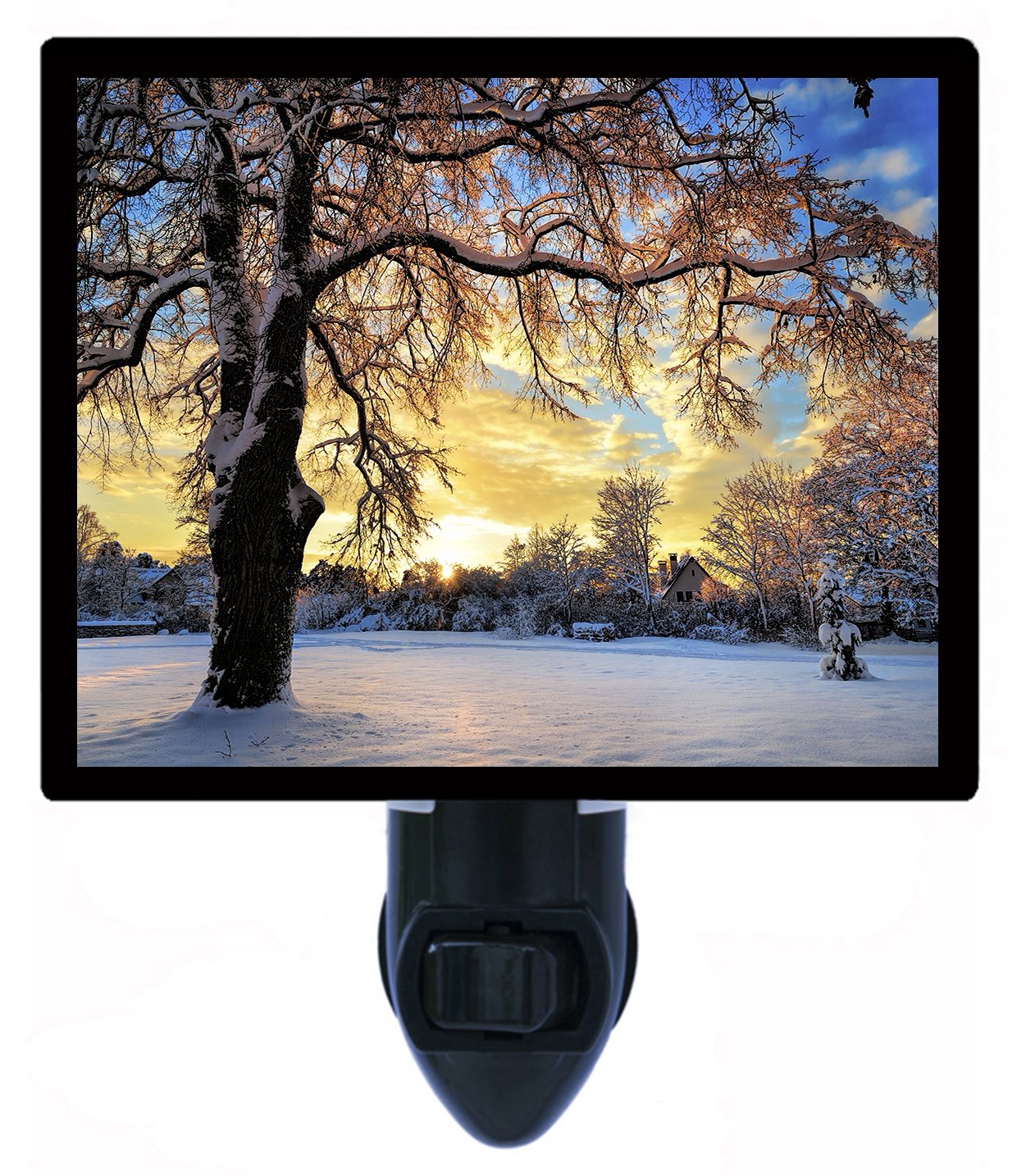 Night Light Cold Winter Morning Sunrise Country Snow Landscape LED Night Light