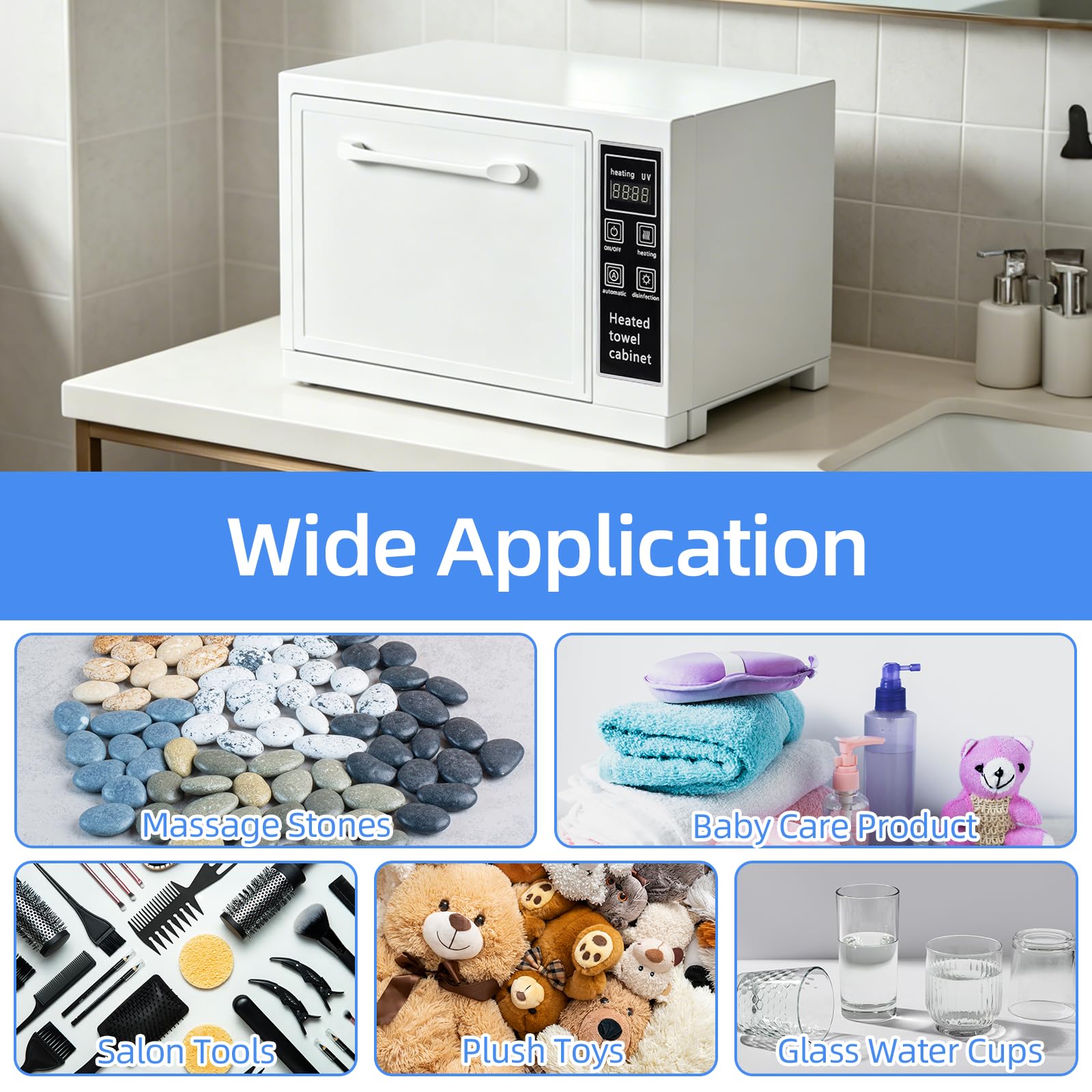 10L Handtuchwärmer, Hot Towel Warmer Cabinet mit Touchscreen, Digitalanzeige, UV Sterilisation, 4-in-1 Funktion Handtuchwärmegerät Elektrisch 167℉ für Gesichtspflege, Spa, Salon & Home Use