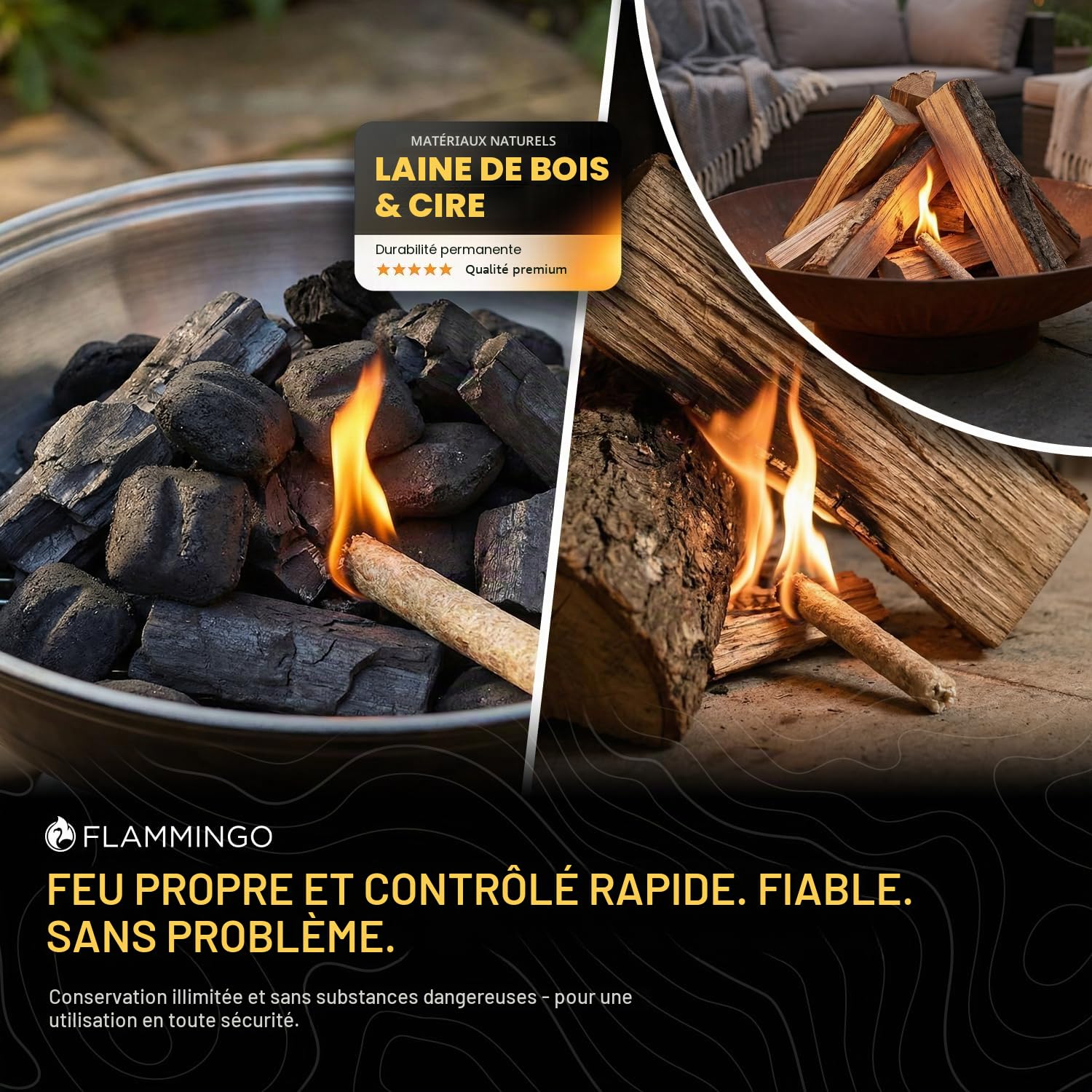 Lot de 10 kg d'allume-feu - Idéal pour barbecue, cheminée, poêle - En laine de bois écologique et cire - Rapide et respectueux de l'environnement