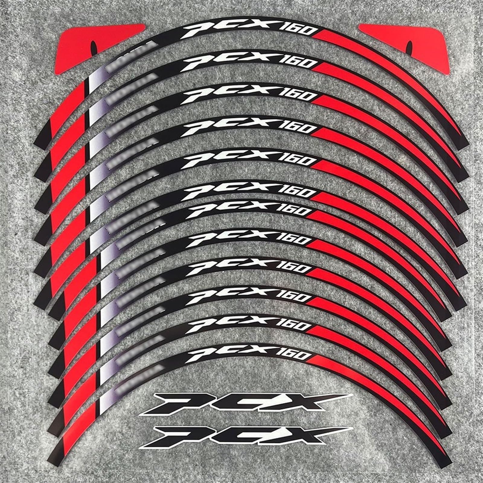 Motorcycle Front and Rear Tire Rim Reflective Decals Stickers for PCX160 Pcx 160 Wheel Rim Sticker(Color1)