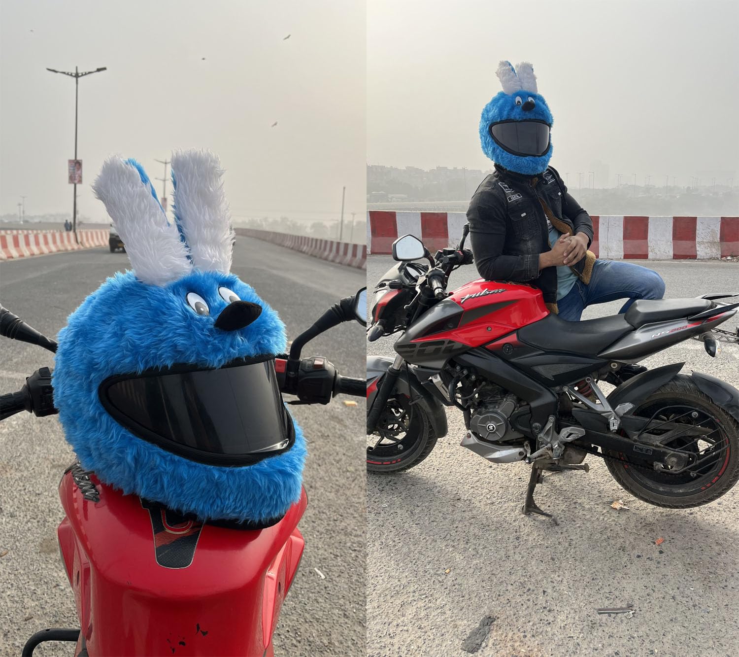 SRPHERE Motorcycle Helmet Covers, Fun Riding and Gifts, Plush Animal Helmet Covers for Girls and Boys,Winter Skiing,-picture-11