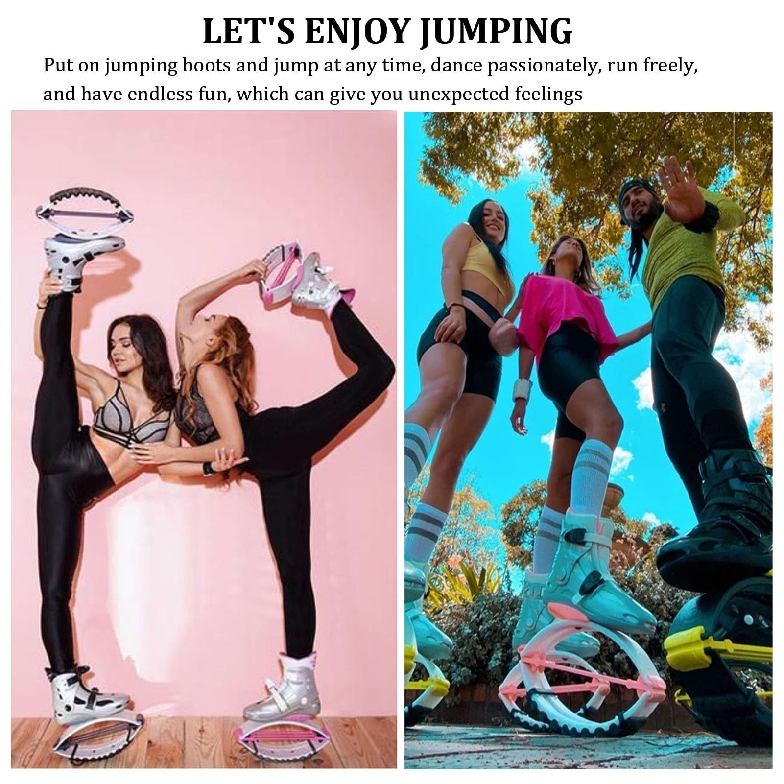 Stivali Rimbalzanti Scarpe da Salto Fitness di Rimbalzo con Molla 4T, Suola Antiscivolo, Scarpe da Rimbalzo A Canguro Antigravità per Allenamenti in Palestra A Casa A Basso Impatto