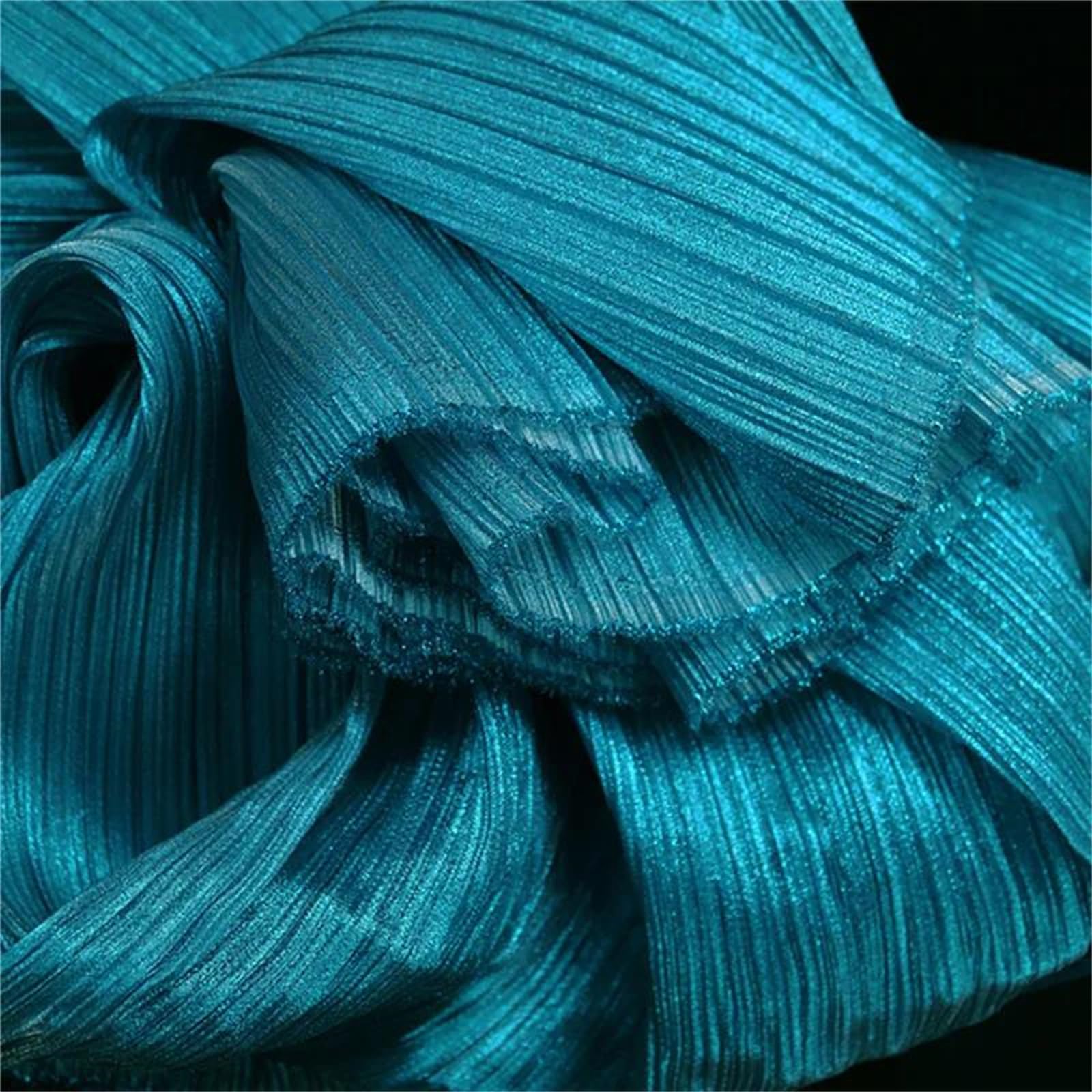 Tela de gasa plisada con perlas, 143cm de ancho plisado poliéster Multicolor varios tamaños vestidos costura escenario boda DIY(5,Straighten 2meters)