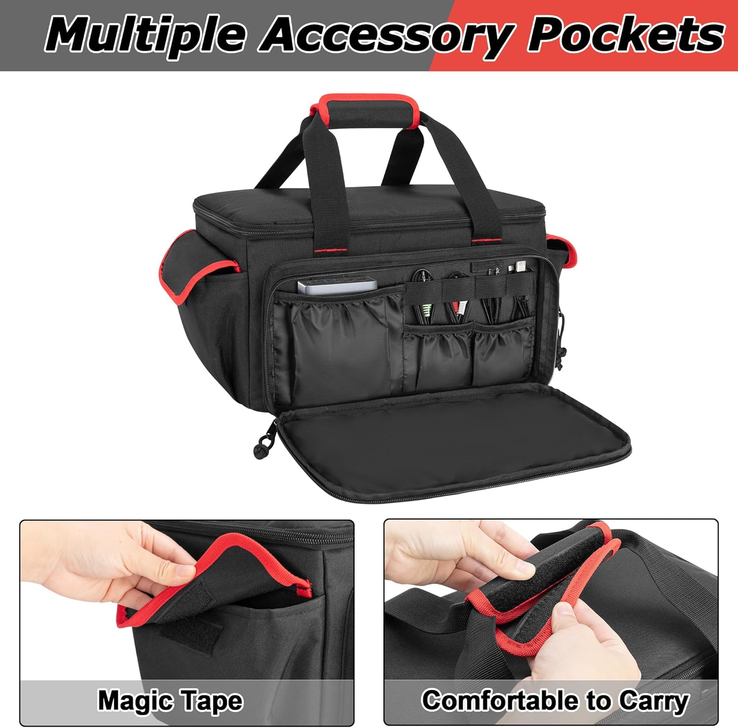 Rexmica Mixer Carrying Bag Compatible with Behringer X-AIR Series Mixers XR18/ XR16/ XR12, Digital Audio Mixer Storage Case, Sound Mixer Bag with Multiple Pockets for Accessories and Cables, Black