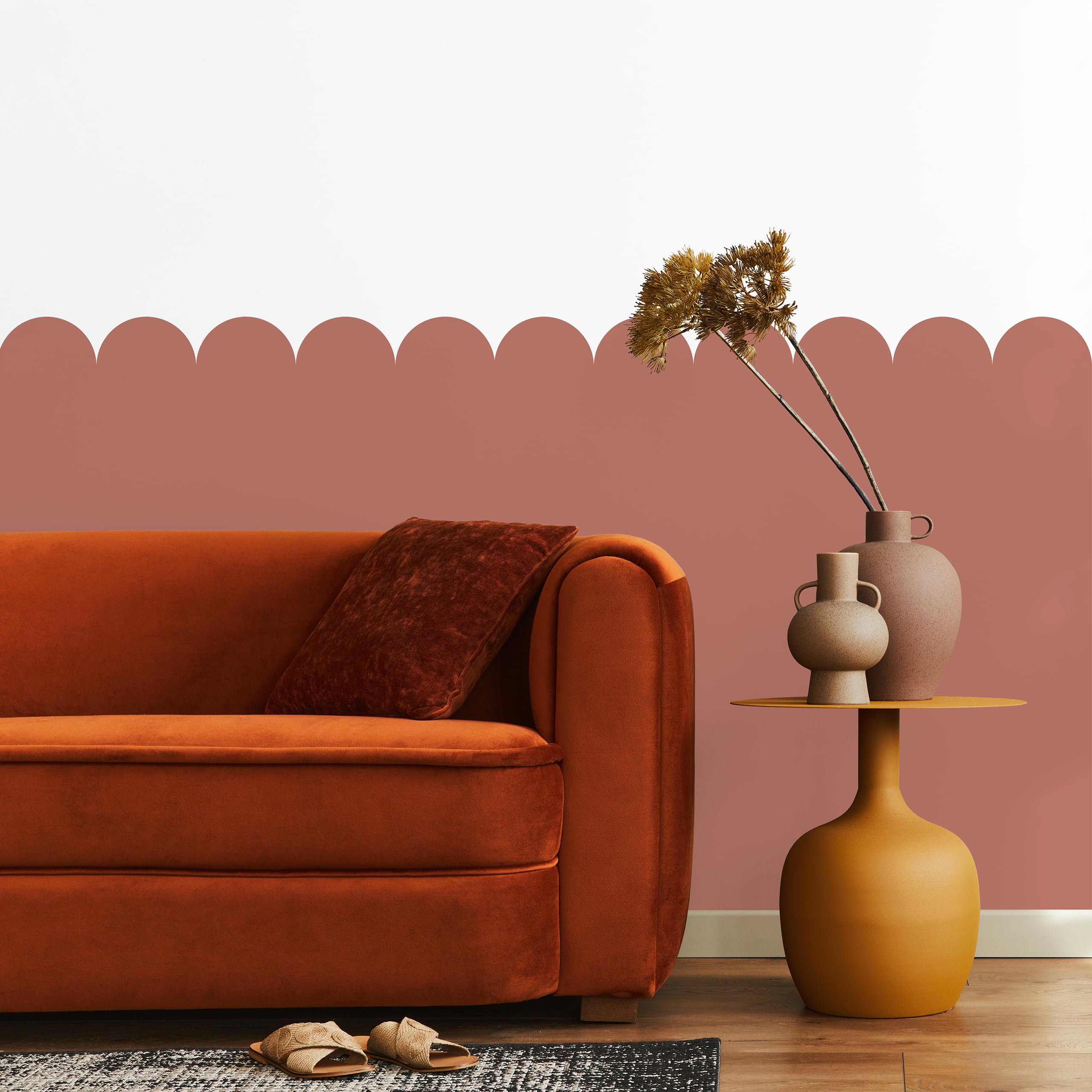 Muralo - Wandtatto für Kinderzimmer für Mädchen und Jugend - Wandsticker, Wandaufkleber Bögen Tapete für Kindergärten, Schulaula, Schule, Boho Stil - Br. 120cm x Hö. 120cm - Ziegelrot