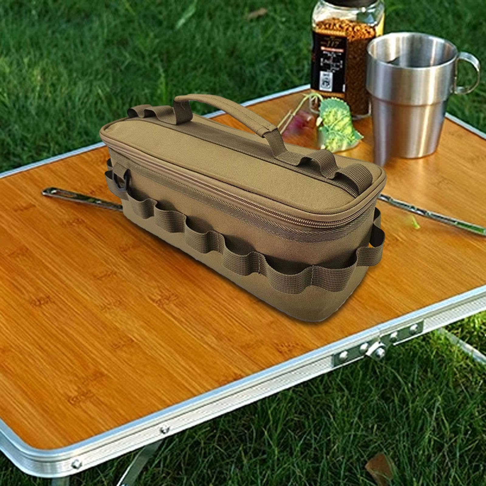 Sac De Rangement Camping Hasaller 11L - Organisateur Ustensiles Avec Séparateurs Amovibles