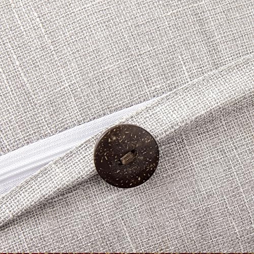 Miniatura 4 de ANRODUO Juego de 2 fundas de almohada de lino blanco grisáceo de arpillera de triple botón sólido de 12 x 20 pulgadas, fundas de almohada