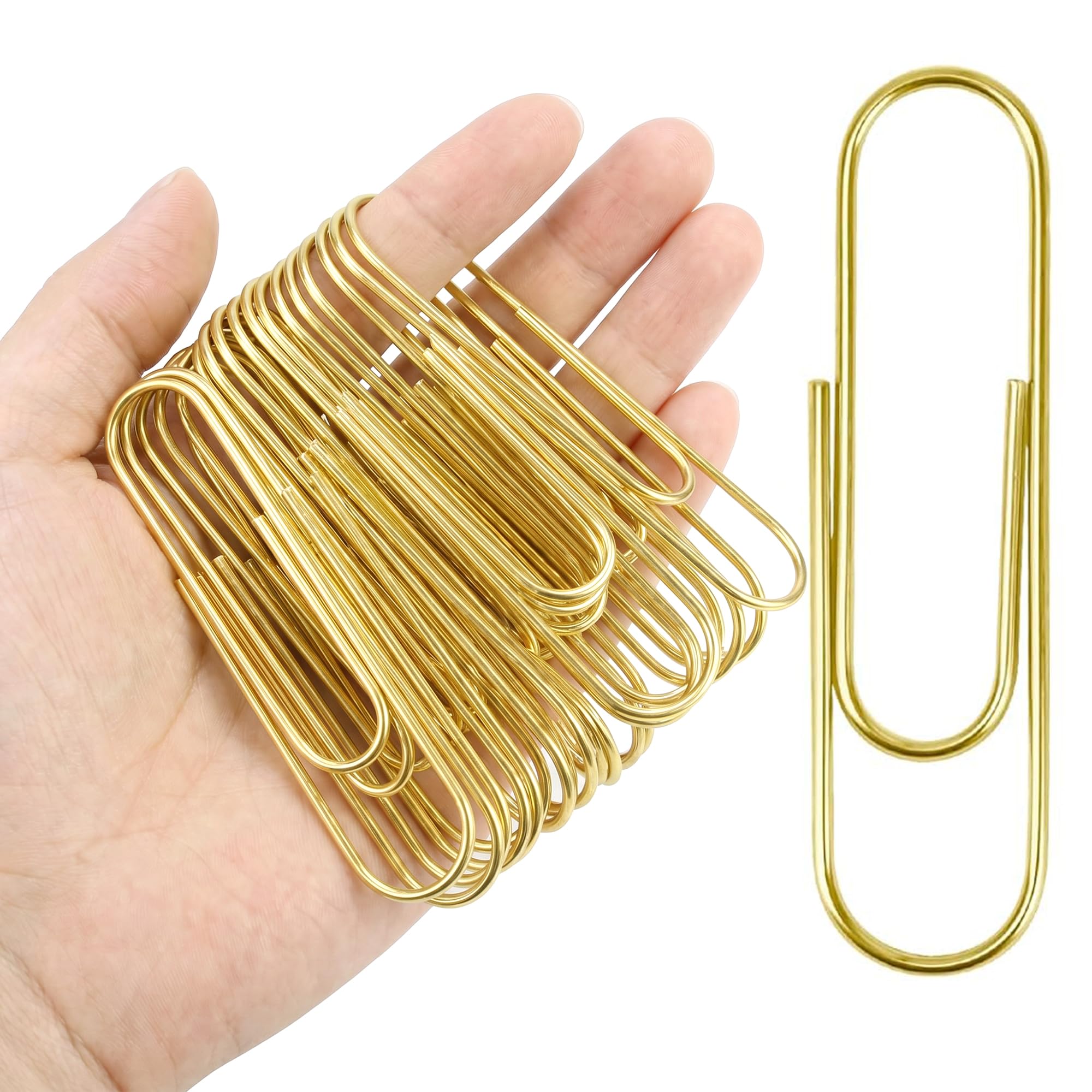 hankousi 30Pcs Large Metal Paper Clips, 100 mm Heavy Duty Clips for Office, School & Documents (Gold)