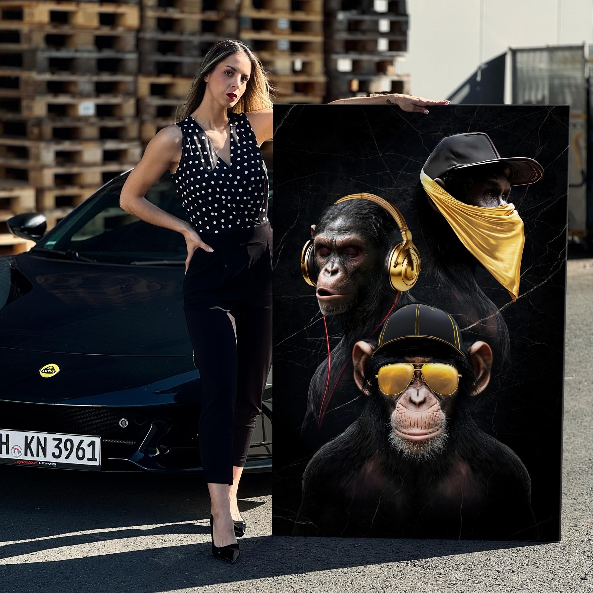 Artmazing | Affen Gang bunt | S-Art Bilder | Moderner Affen-Gang | Leinwandbilder XXL für Wohnzimmer | Wanddekoration XXL