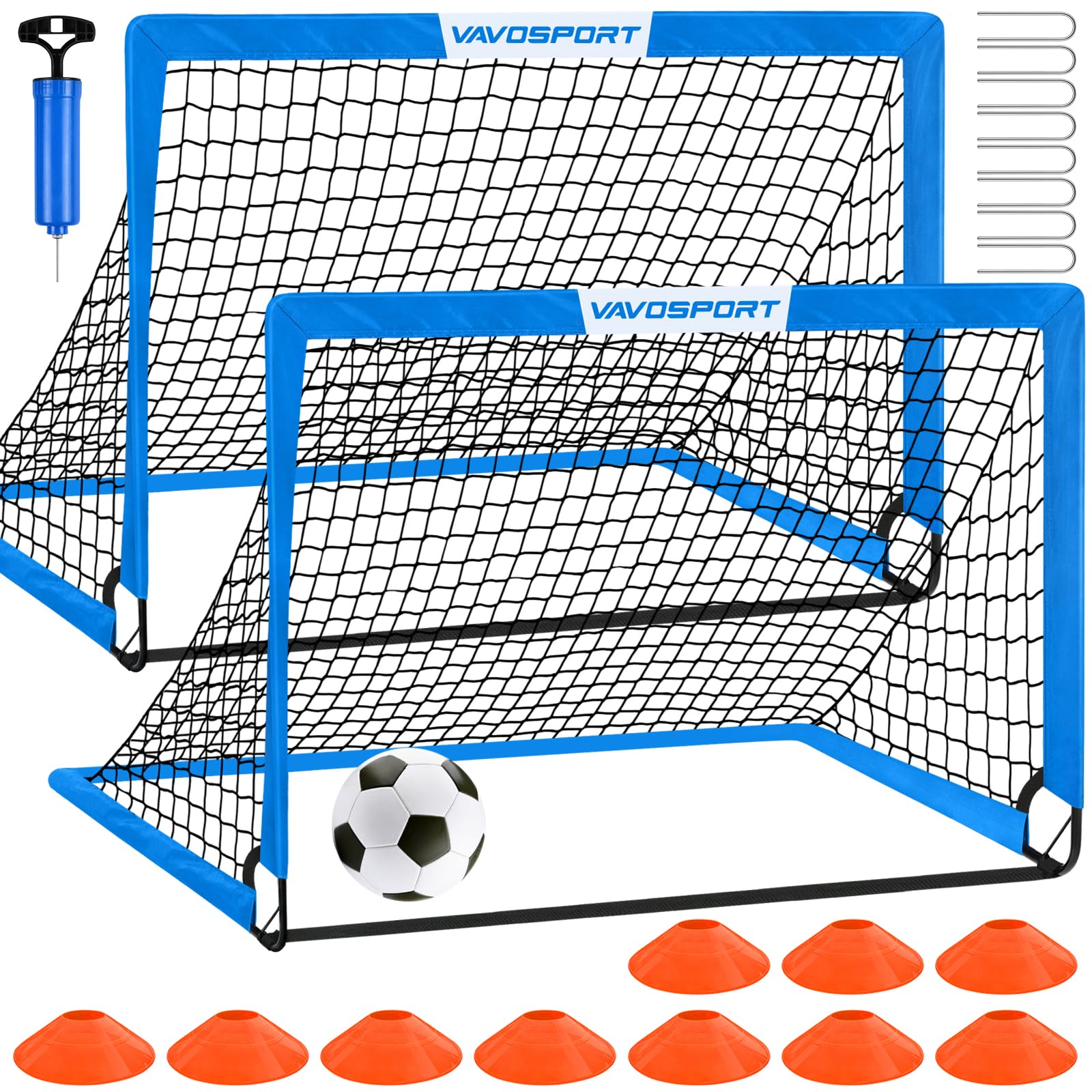 Soccer Goals for Backyard Set - 2 of 5' x 3.6' Portable Soccer Goal Training Equipment, Pop Up Soccer Net with Soccer Ball, Soccer Set for Games, Sports-image-36