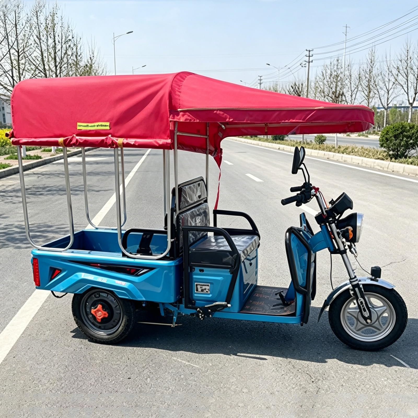 Cmycyddply Red Heavy Duty Electric Cargo Tricycle Canopy – Waterproof Awning Cover For Enclosed Trike, All-Weather Sun & Rain Shield(,120X90cm/47.2X35.4")