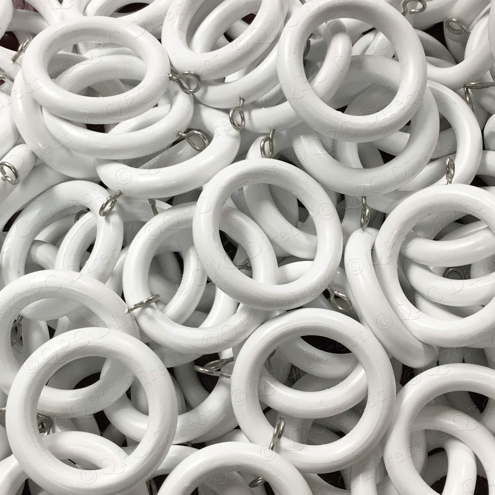 QPC Direct Extra Strong Wood Curtain Rings 10 PACK, White
