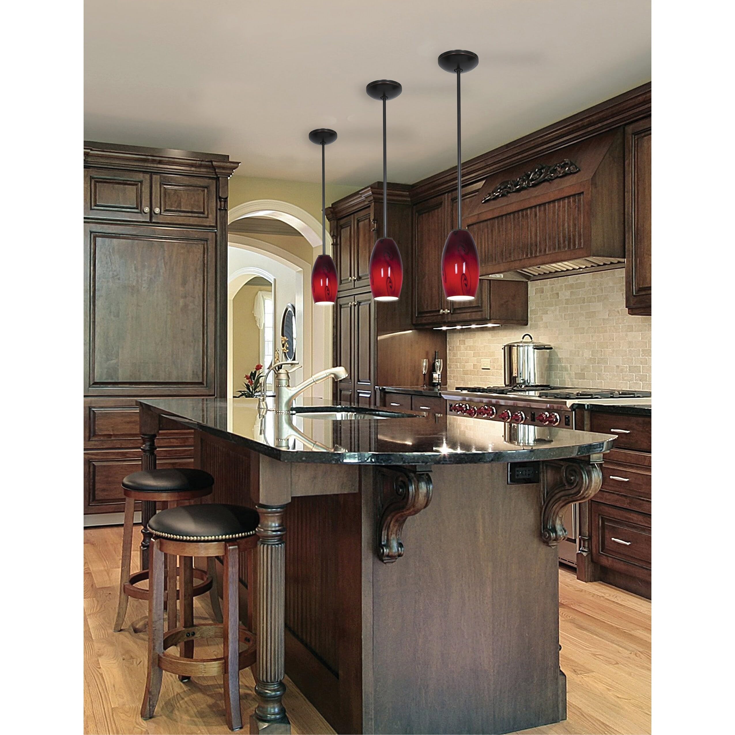 Access Lighting 28011-3R-ORB/RUSKY Merlot LED Rod Pendant with Red