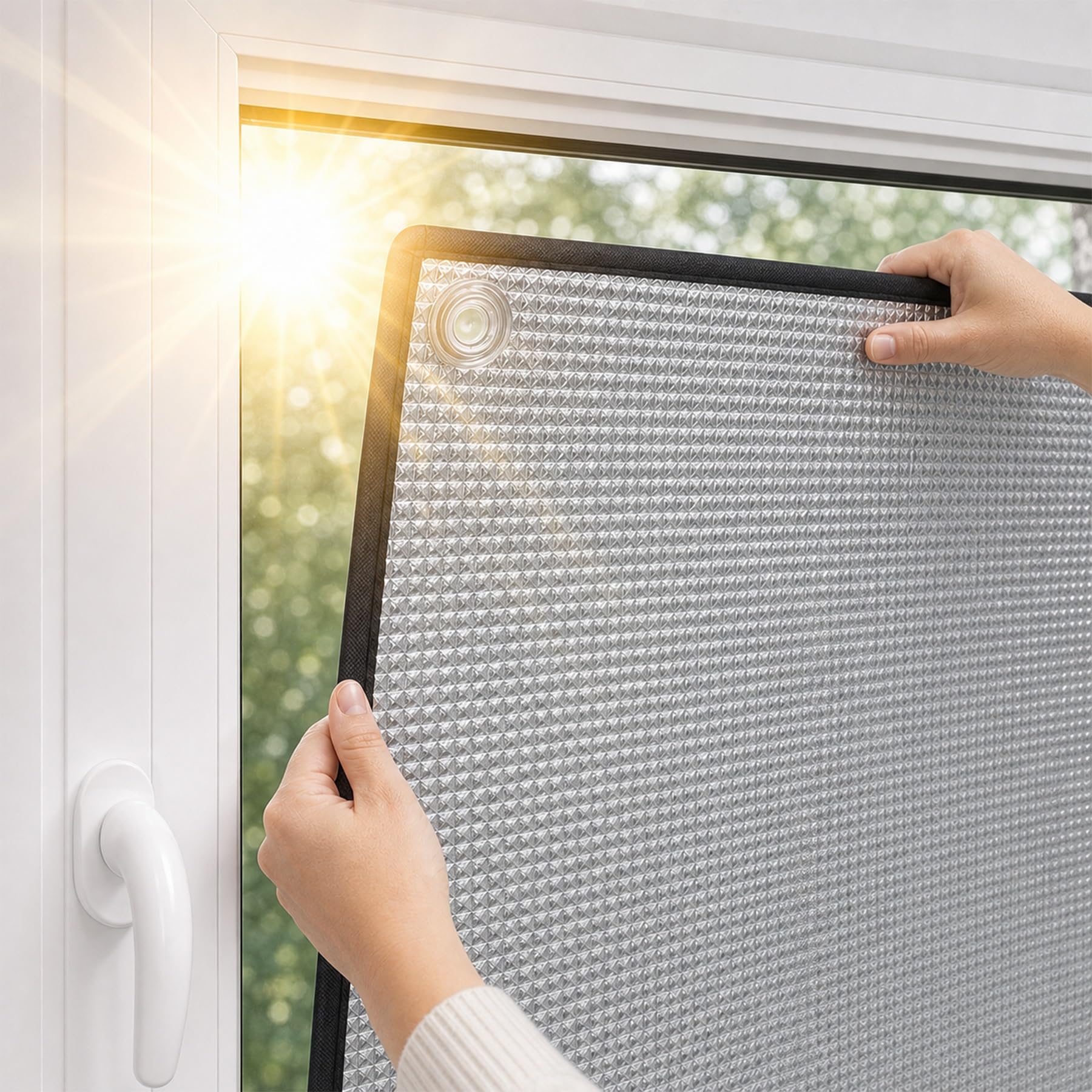 Window Insulation Kits, 8mm Double-Sided Aluminum Reflective Foil, Sun Reflectors For Windows, Total Blackout Thermal Sun Reflector Cover with Suckers(130x170cm)