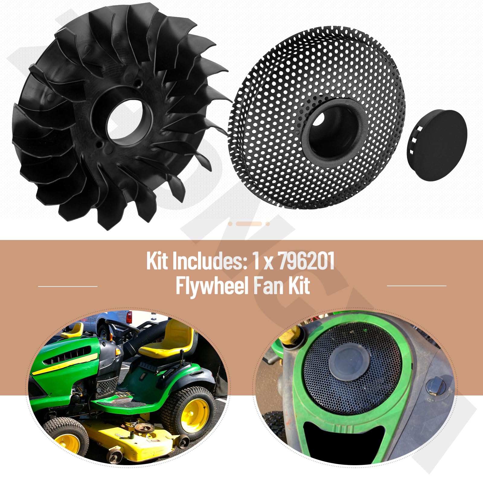 796201 Kit de ventilateur de volant d'inertie compatible avec les moteurs B&S/Cub Cadet LA115 LA105 31P677 31G777 31R777 31P707 319000 31A000, remplace 699043, 794436, 699708 , 6954 92,