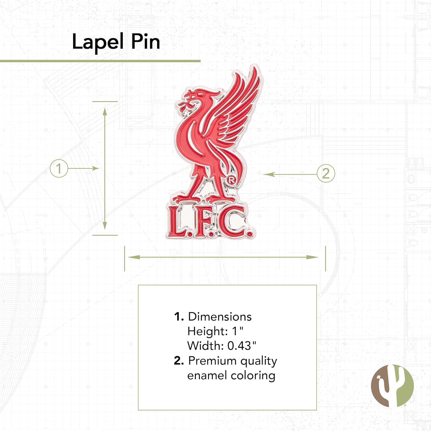 Desert Cactus Liverpool FC Lapel Pins Football Soccer Logo Enamel Made of Metal - Image 2