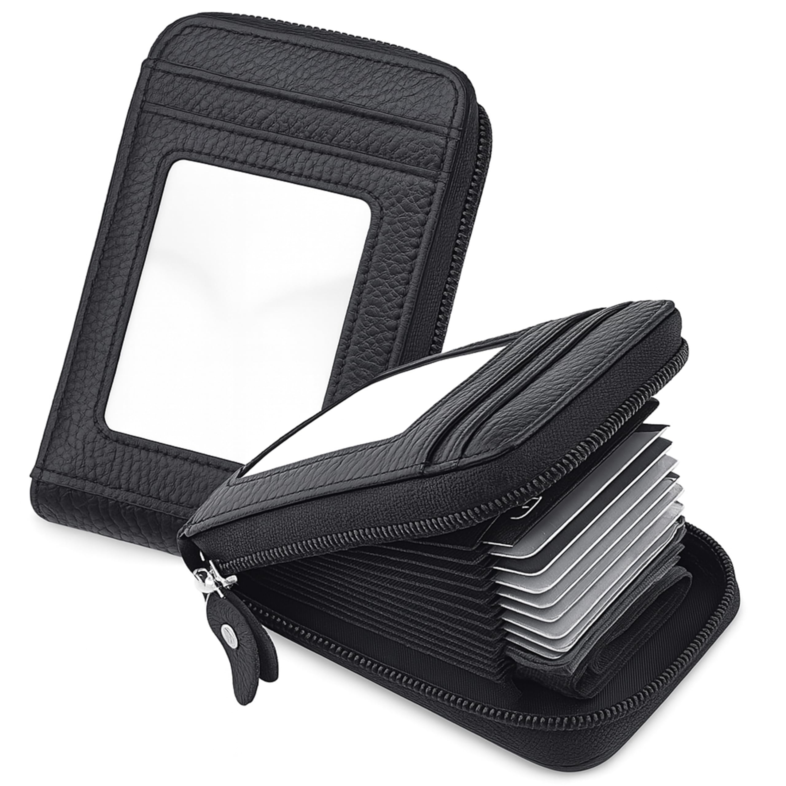 11 Slots Vertical RFID Leather Wallet for Credit, Debit, and ATM Cards, Original Wallet, Purse, Multi Cards Holder with Single Zipper and Unisex Design (Black)-image-18