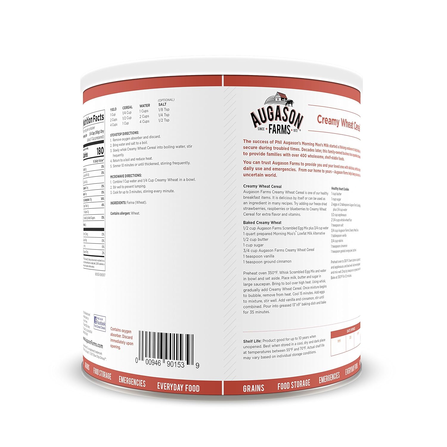 Augason Farms Creamy White Cereal - 63 Ounce